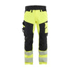 BLAKLADER 11241648 Hi Vis Trousers 4 Way Stretch Hi Vis Reflective Work Trousers Men - double weave