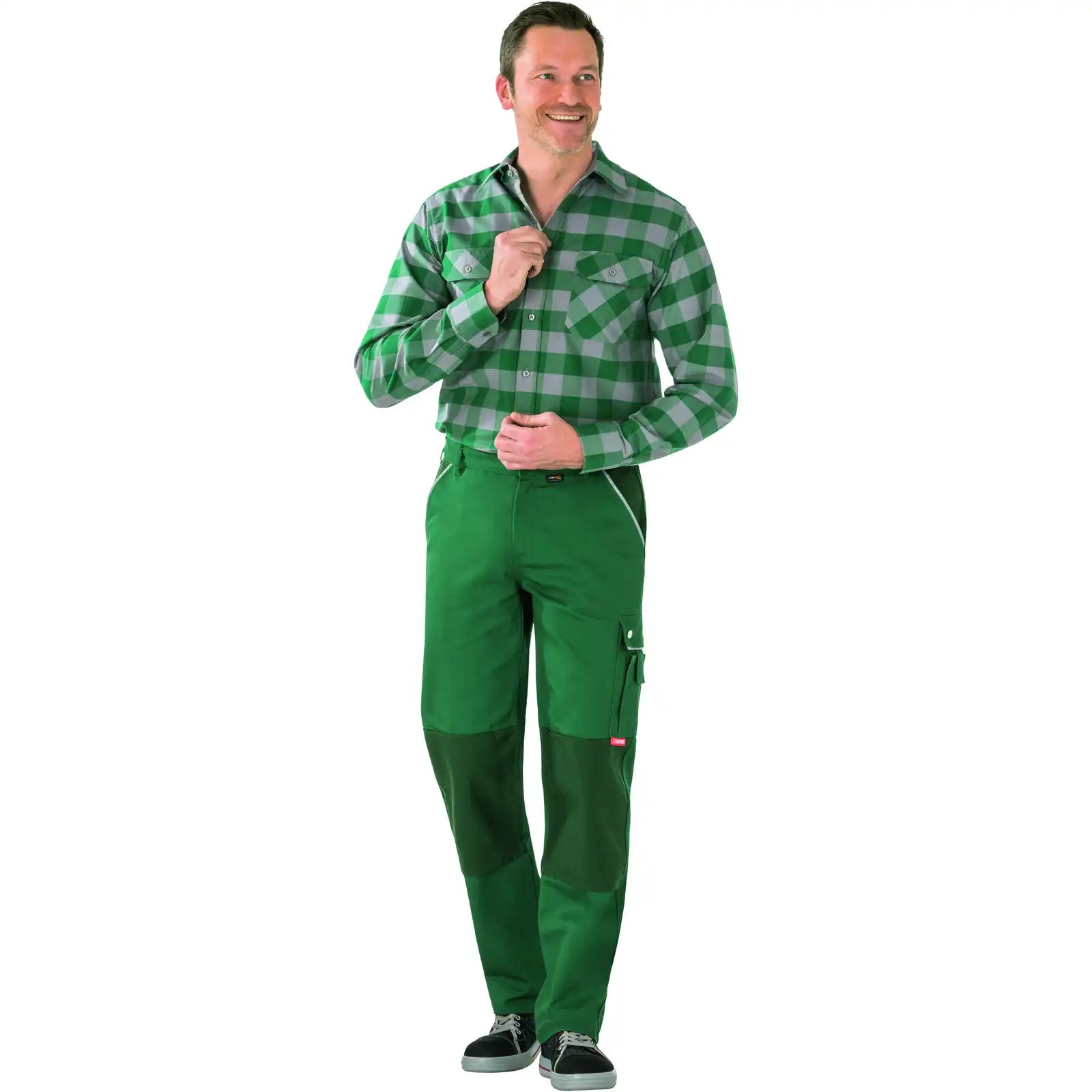 Planam Canvas 320 Bundhose grün/grün 102 grün/grün - Produktbild mit Model