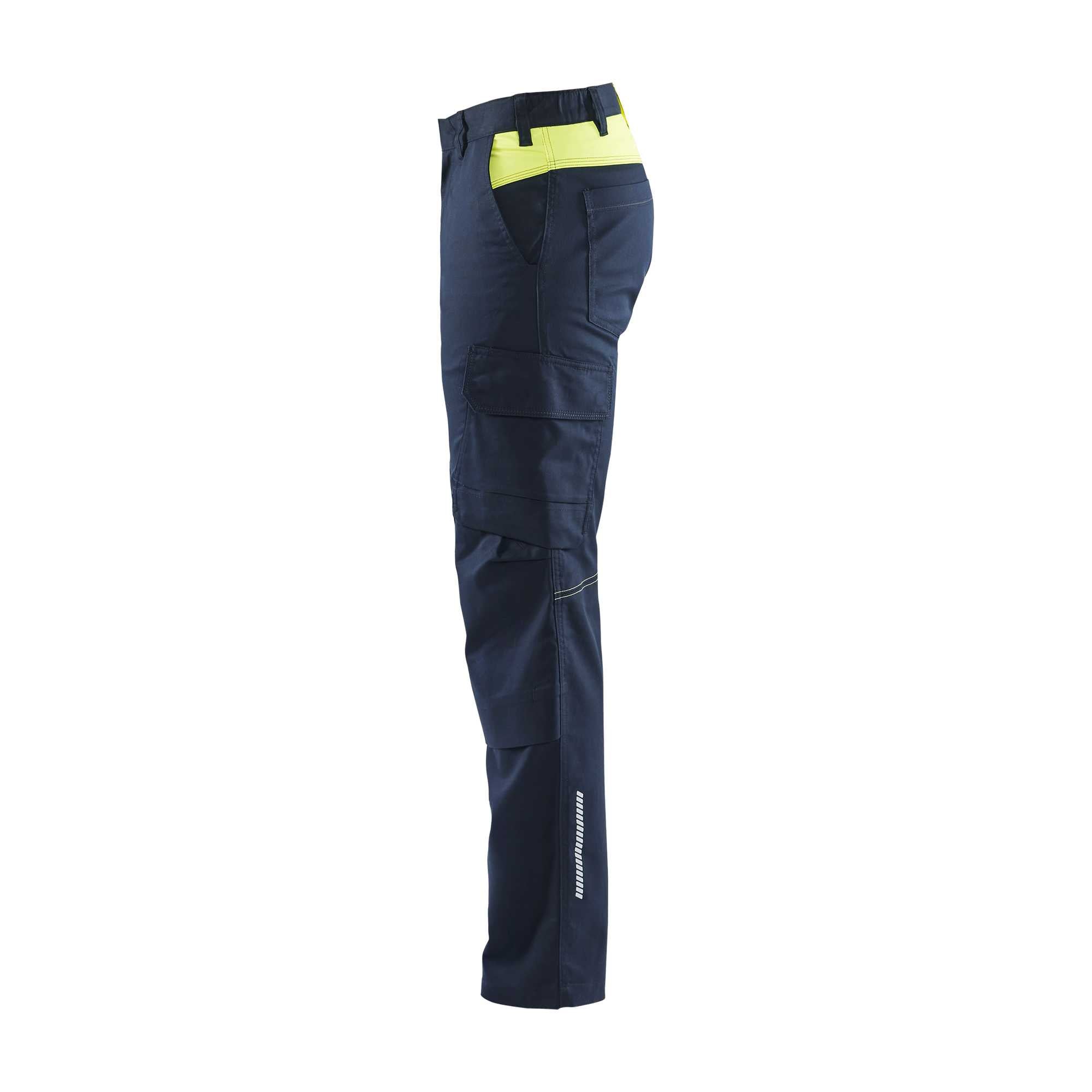 BLAKLADER 14481832 | Industry trousers stretch with knee pad pockets Hi Vis Reflective Work Trousers Men - twill fabric