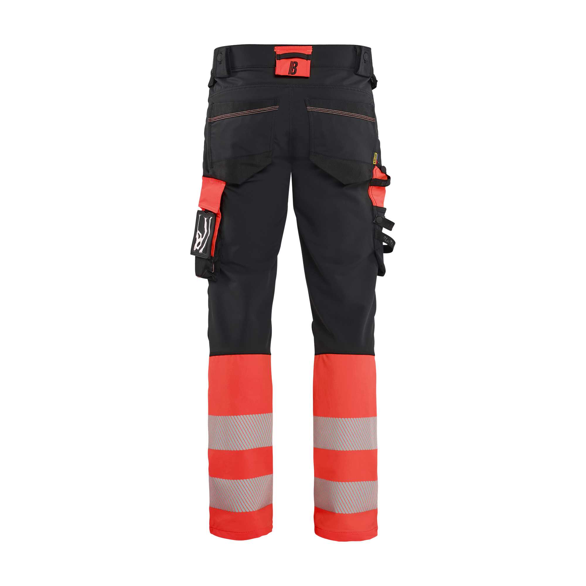 BLAKLADER 11261648 Hi Vis Trousers 4 Way Stretch Hi Vis Reflective Work Trousers Men - double weave