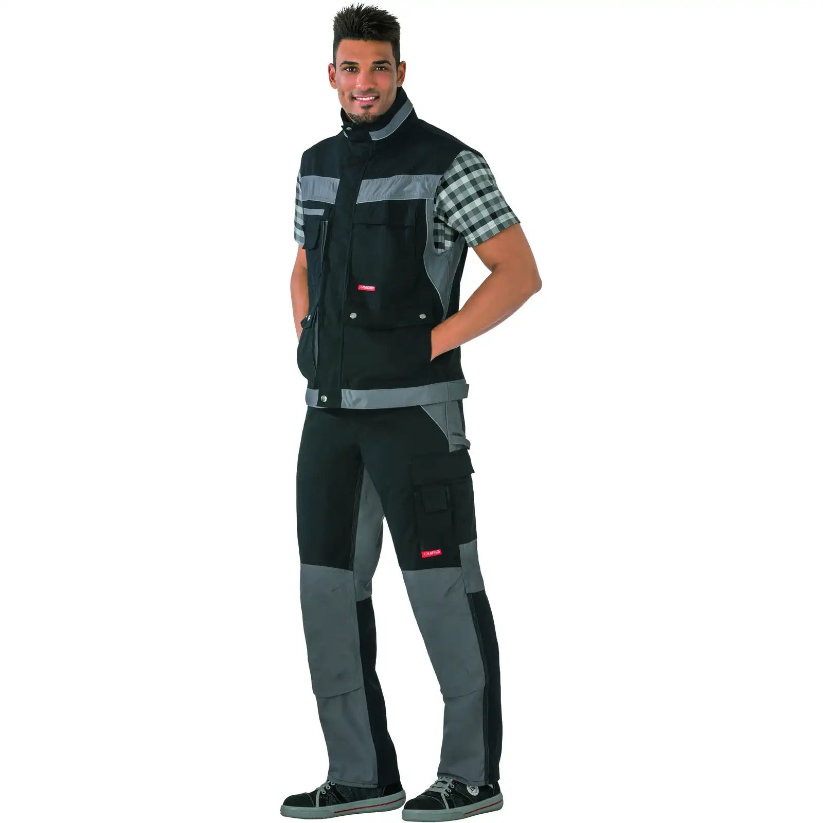 Planam Plaline Weste schwarz/zink XS schwarz/zink - Produktbild mit Model