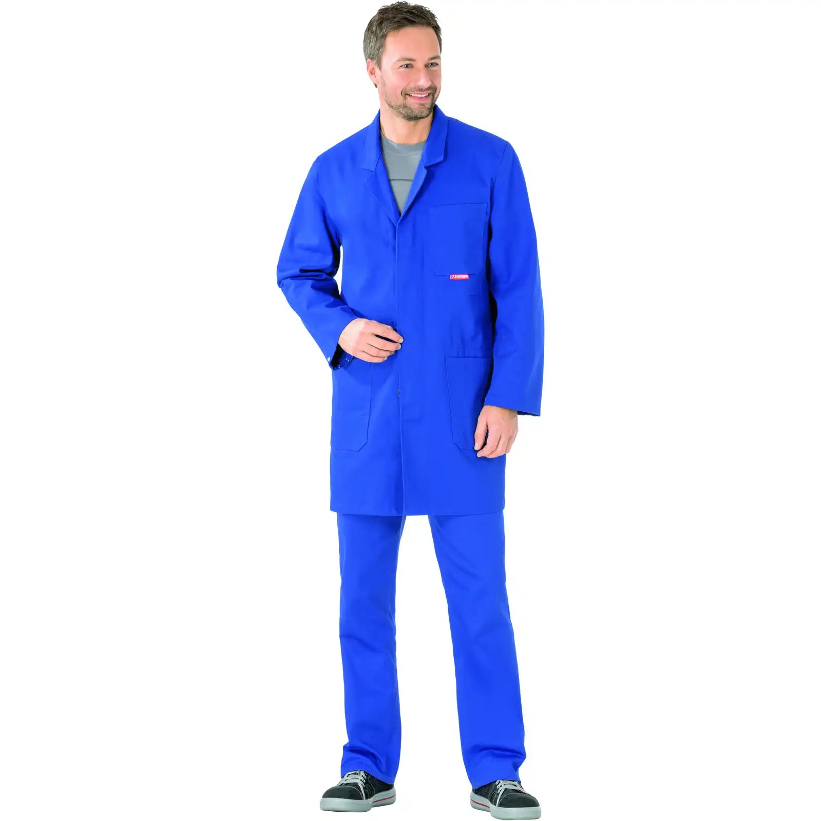 Planam BW 290 Berufsmantel kornblumenblau 102 kornblumenblau - Produktbild mit Model