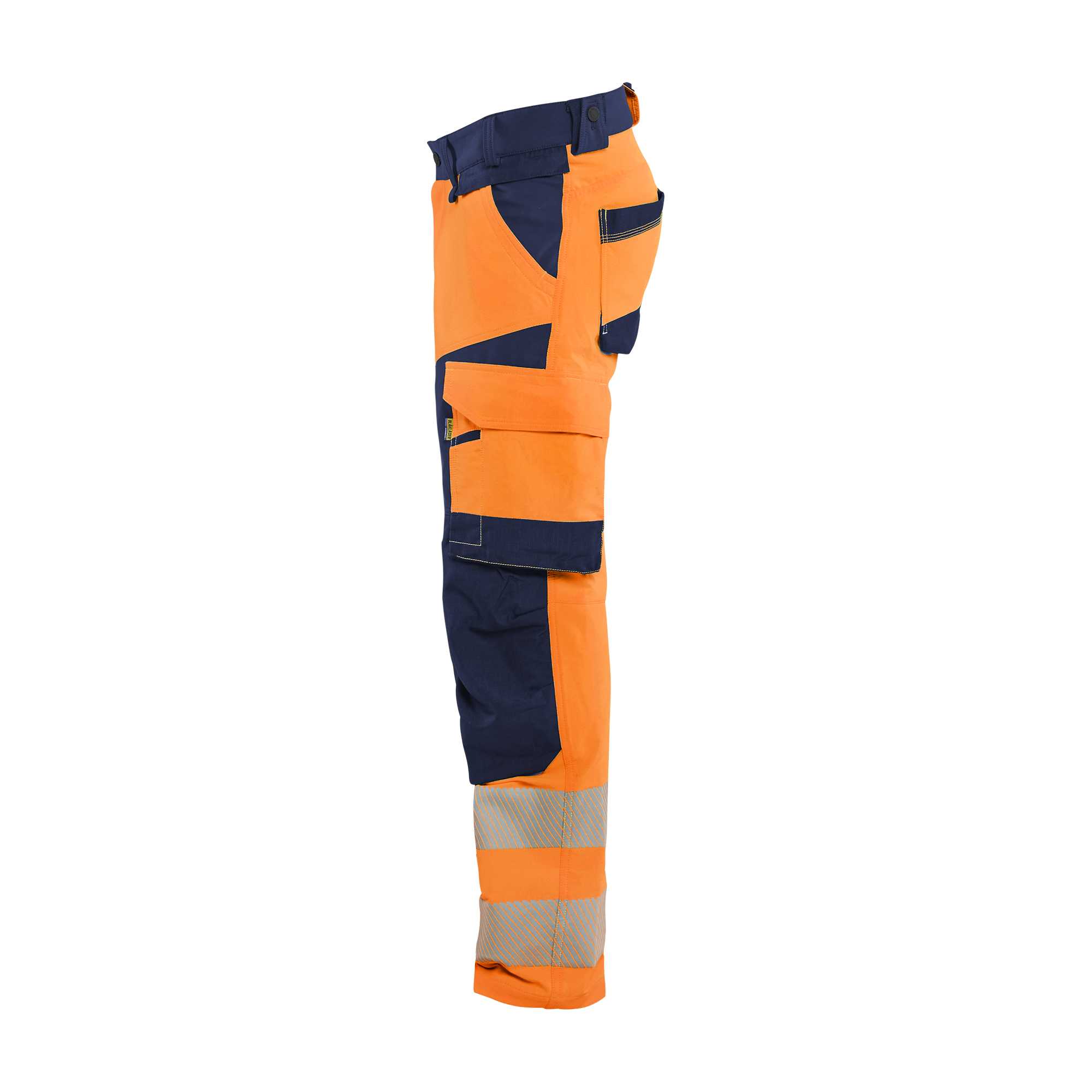 BLAKLADER 11241648 Hi Vis Trousers 4 Way Stretch Hi Vis Reflective Work Trousers Men - double weave