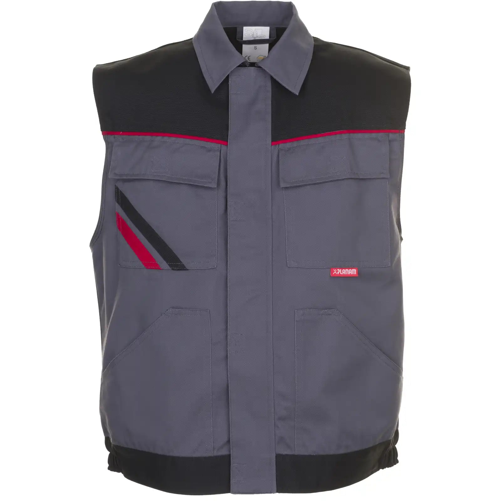 Planam Highline Arbeitsweste schiefer/schwarz/rot XS schiefer/schwarz/rot - Vorschaubild