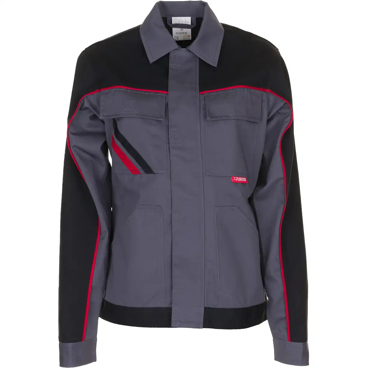 Planam Highline Damen Bundjacke schiefer/schwarz/rot 34 schiefer/schwarz/rot - Vorschaubild