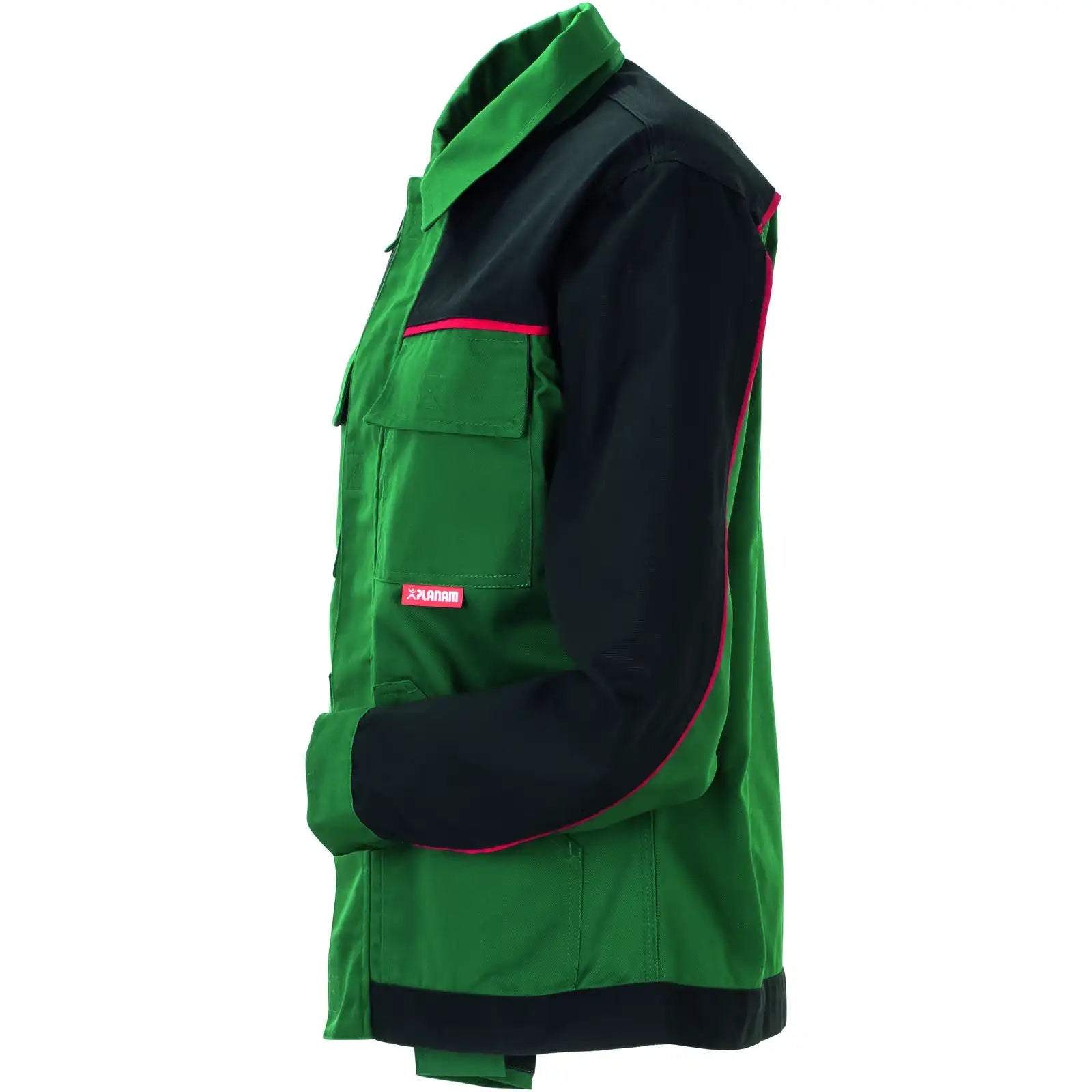 Planam Highline Damen Bundjacke grün/schwarz/rot 34 grün/schwarz/rot - Produktbild ohne Model