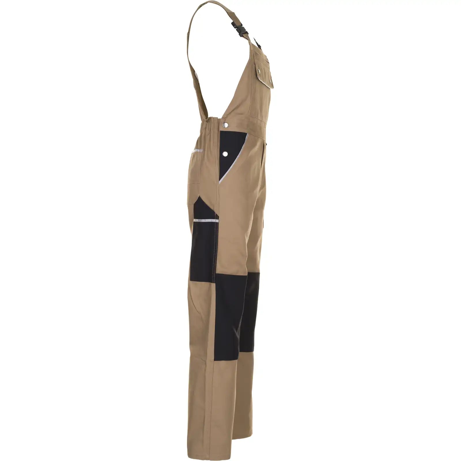Planam Canvas 320 Latzhose khaki/schwarz 102 khaki/schwarz - Produktbild ohne Model