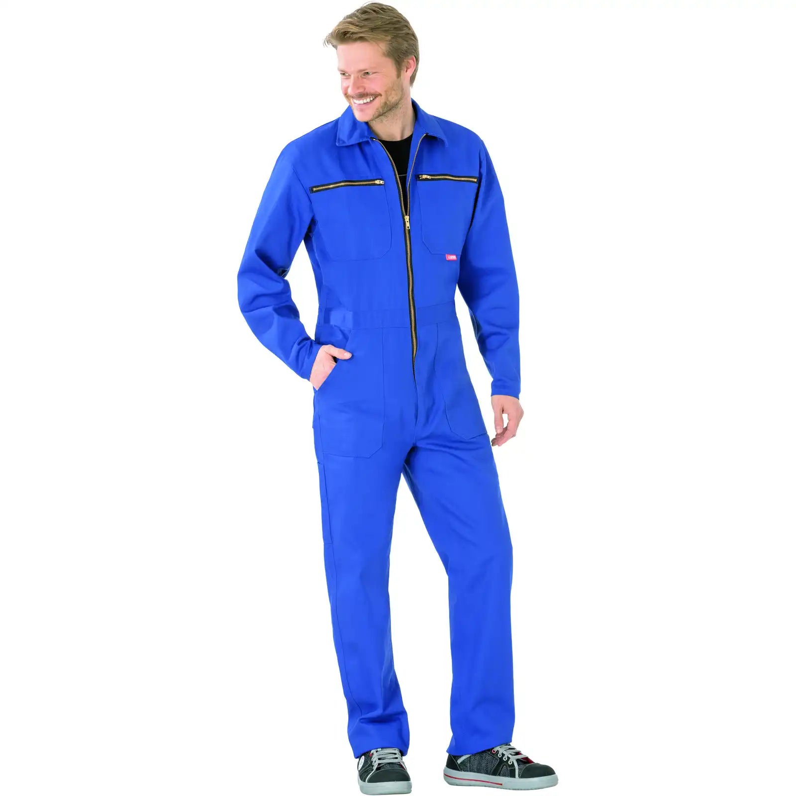 Planam BW 290 Rallyekombi kornblumenblau 102 kornblumenblau - Produktbild mit Model