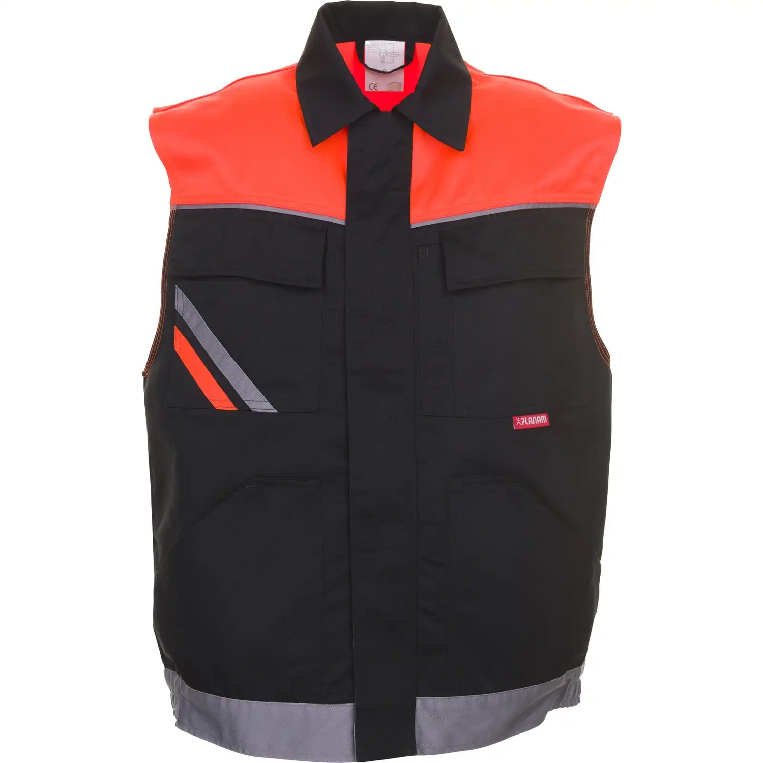 Planam Visline Weste schwarz/orange/zink XS schwarz/orange/zink - Vorschaubild