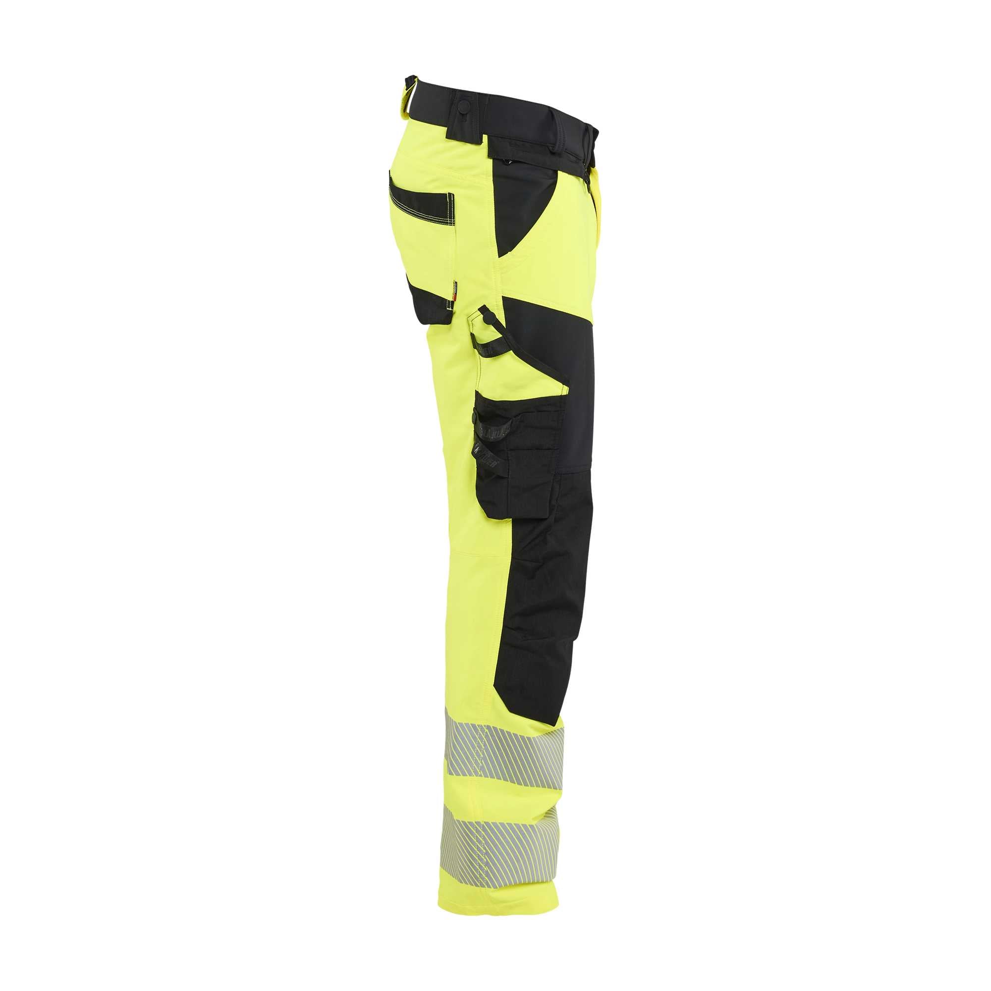 BLAKLADER 11241648 Hi Vis Trousers 4 Way Stretch Hi Vis Reflective Work Trousers Men - double weave
