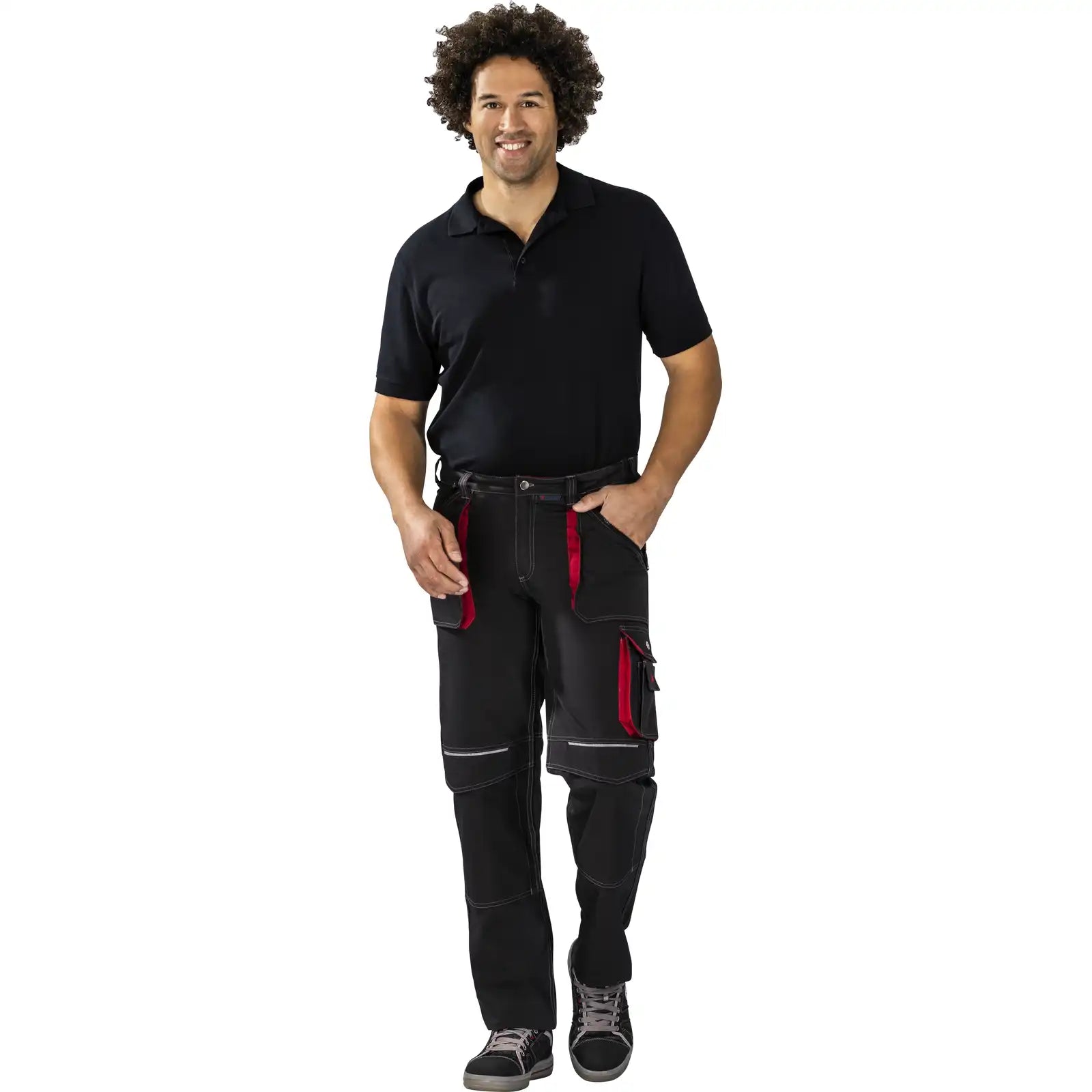Planam Basalt Bundhose anthrazit/rot 102 anthrazit/rot - Produktbild mit Model
