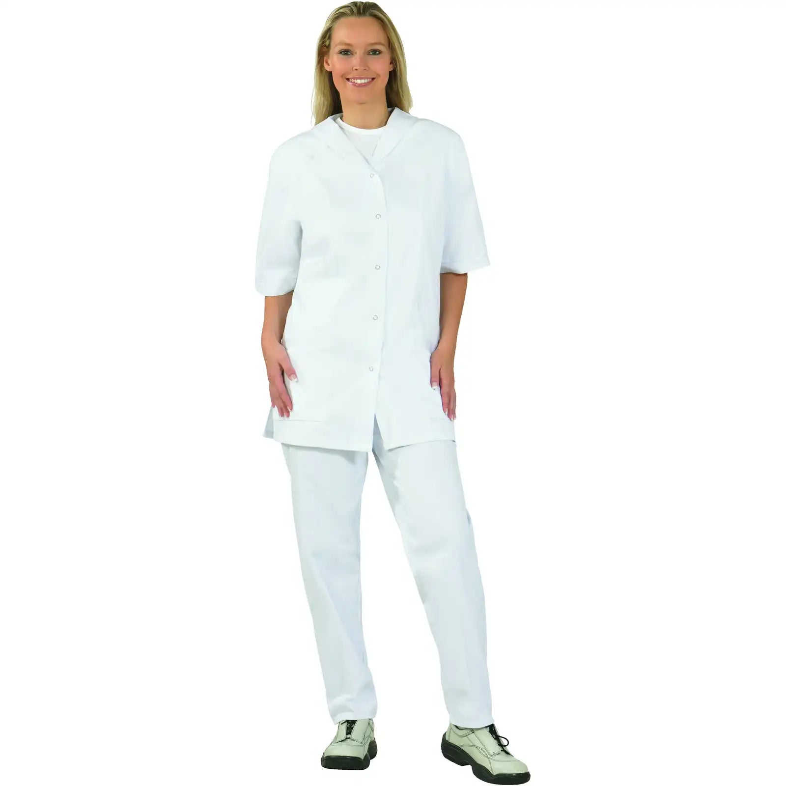 Planam Damen Kasak 1/4 Arm reinweiß 36 reinweiß - Produktbild mit Model