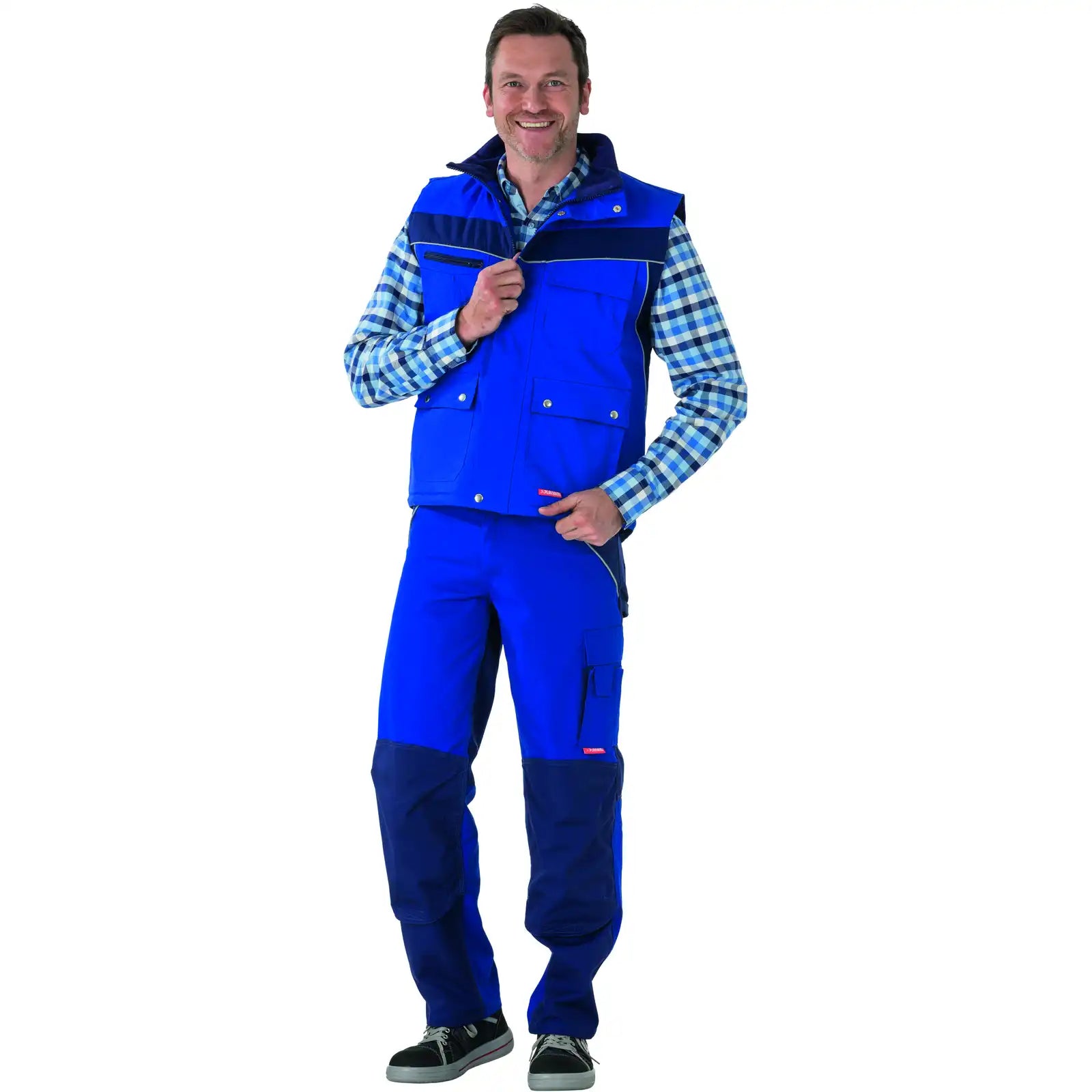 Planam Plaline Winterweste kornblumenblau/marine XS kornblumenblau/marine - Produktbild mit Model