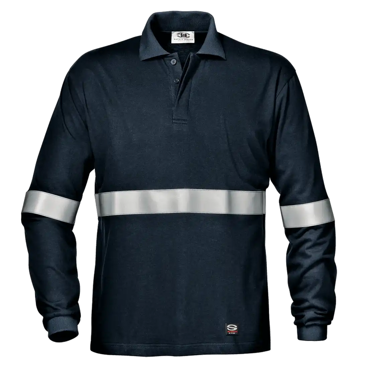 SIR SAFETY GINKO Hi Vis Reflective Long Sleeve Work Polo MEN - Antistatic Polyester