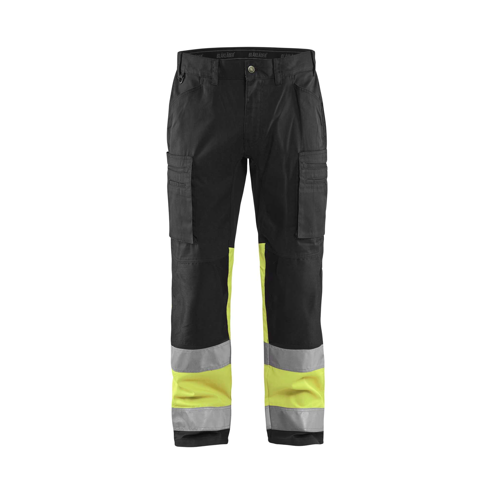 BLAKLADER 15511811 | Hi Vis Trousers with Stretch Hi Vis Reflective Work Trousers Men - 65% Polyester