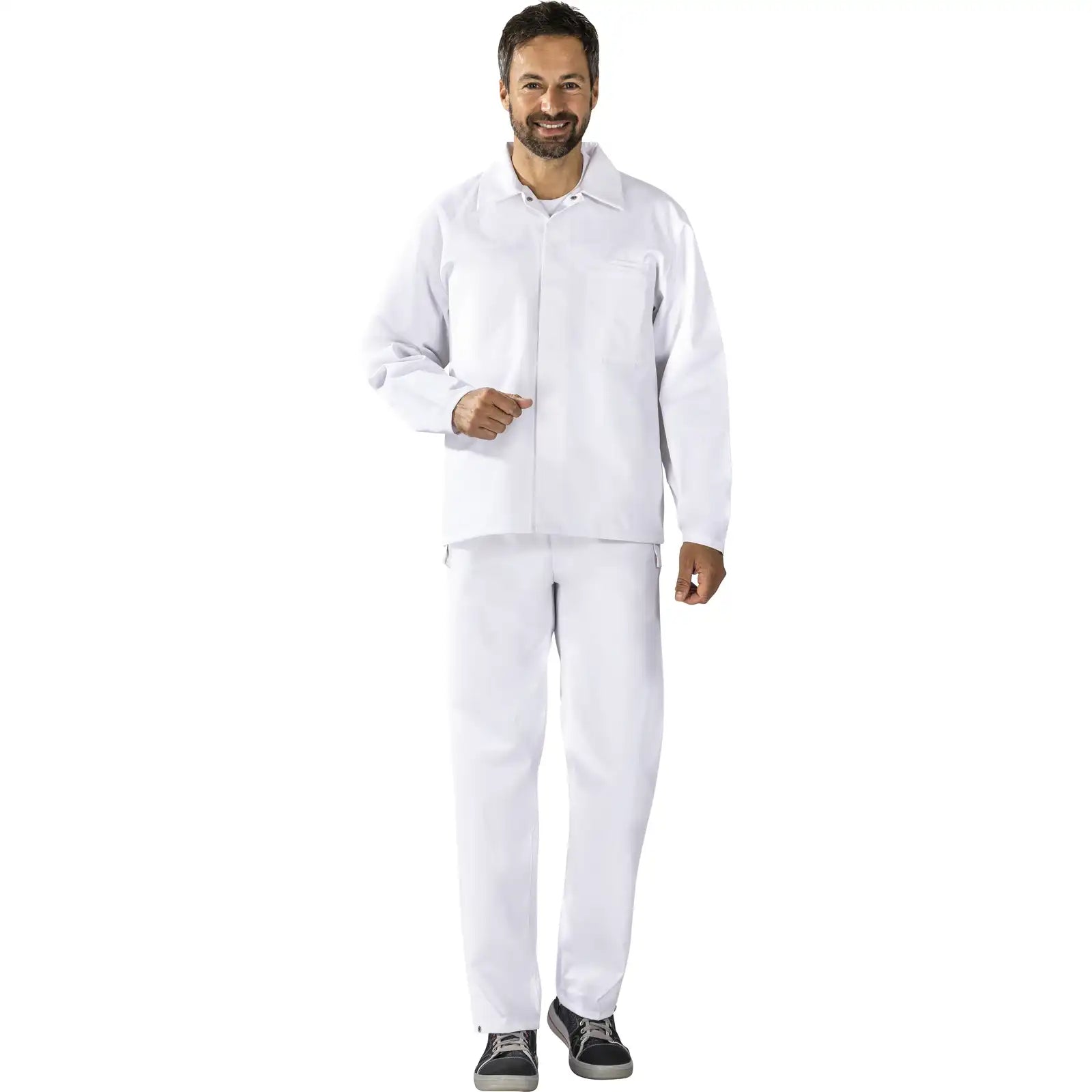 Planam Food Herren Jacke reinweiß 102 reinweiß - Produktbild mit Model