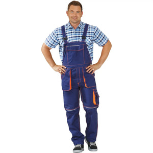 Planam Basalt Neon Latzhose marine/orange 102 marine/orange - Produktbild mit Model