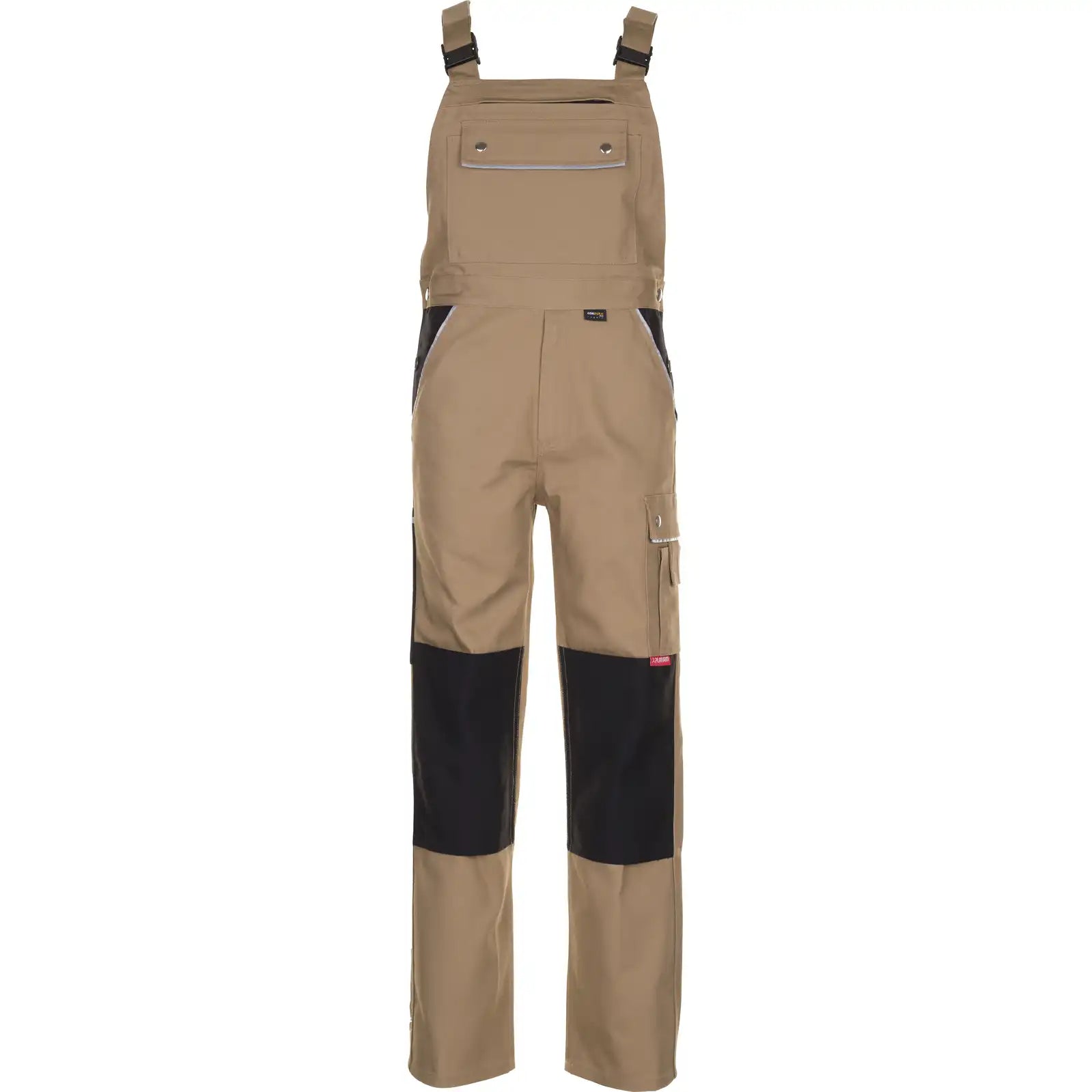 Planam Canvas 320 Latzhose khaki/schwarz 102 khaki/schwarz - Vorschaubild