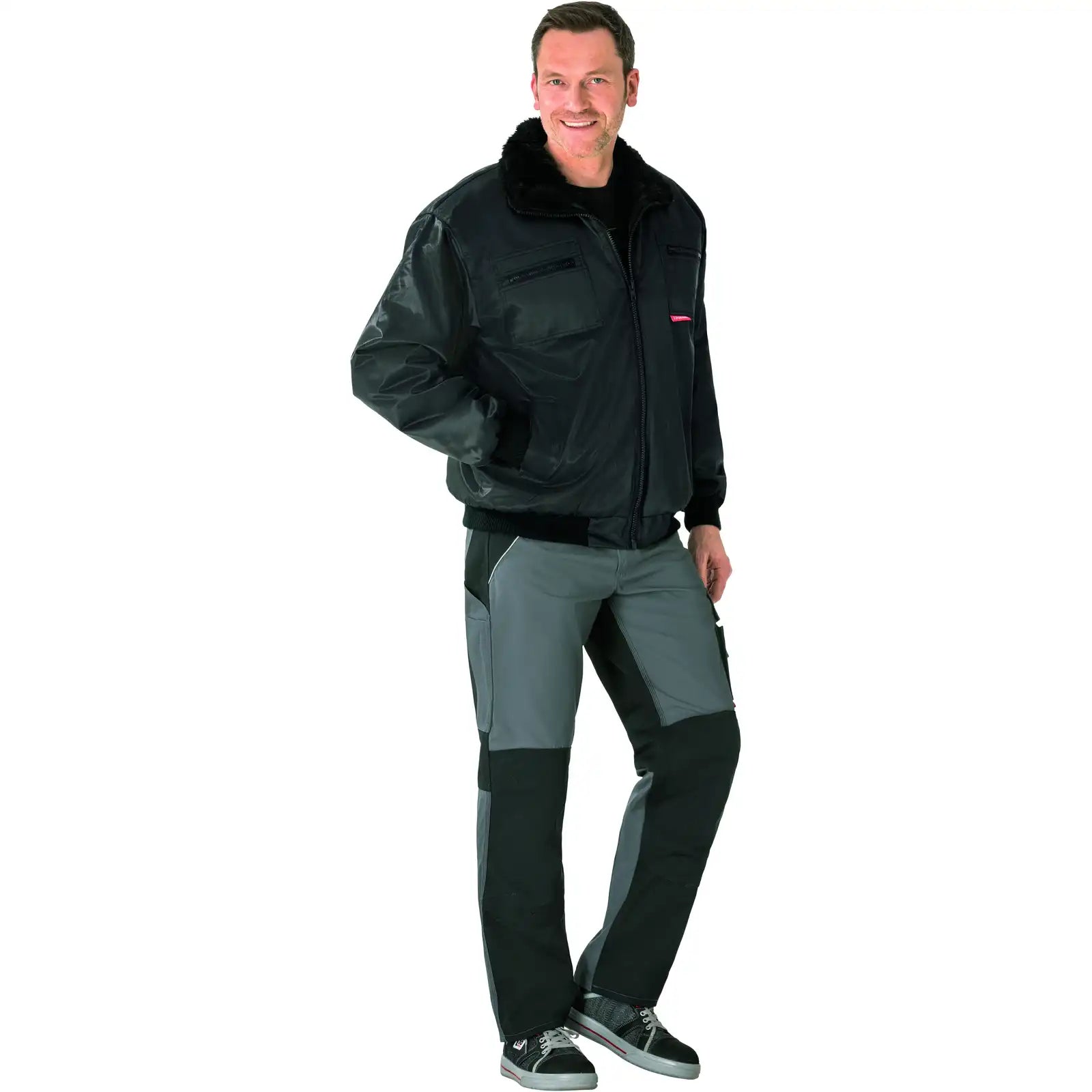 Planam Outdoor Gletscher Pilotenjacke schwarz 4XL schwarz - Produktbild mit Model