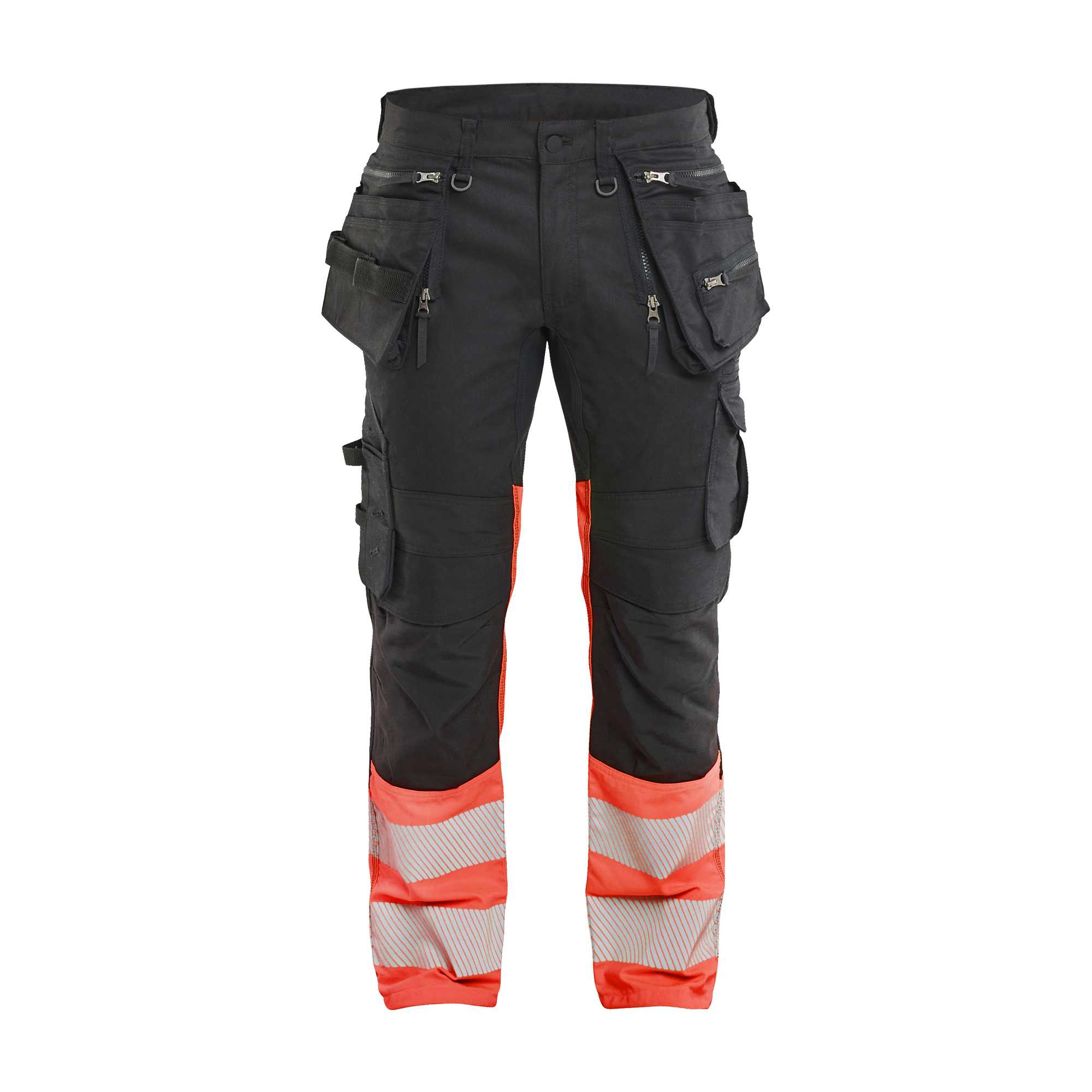 BLAKLADER 11301149 Hi vis Trousers Stretch Hi Vis Reflective Work Trousers Men - Cordura Denim