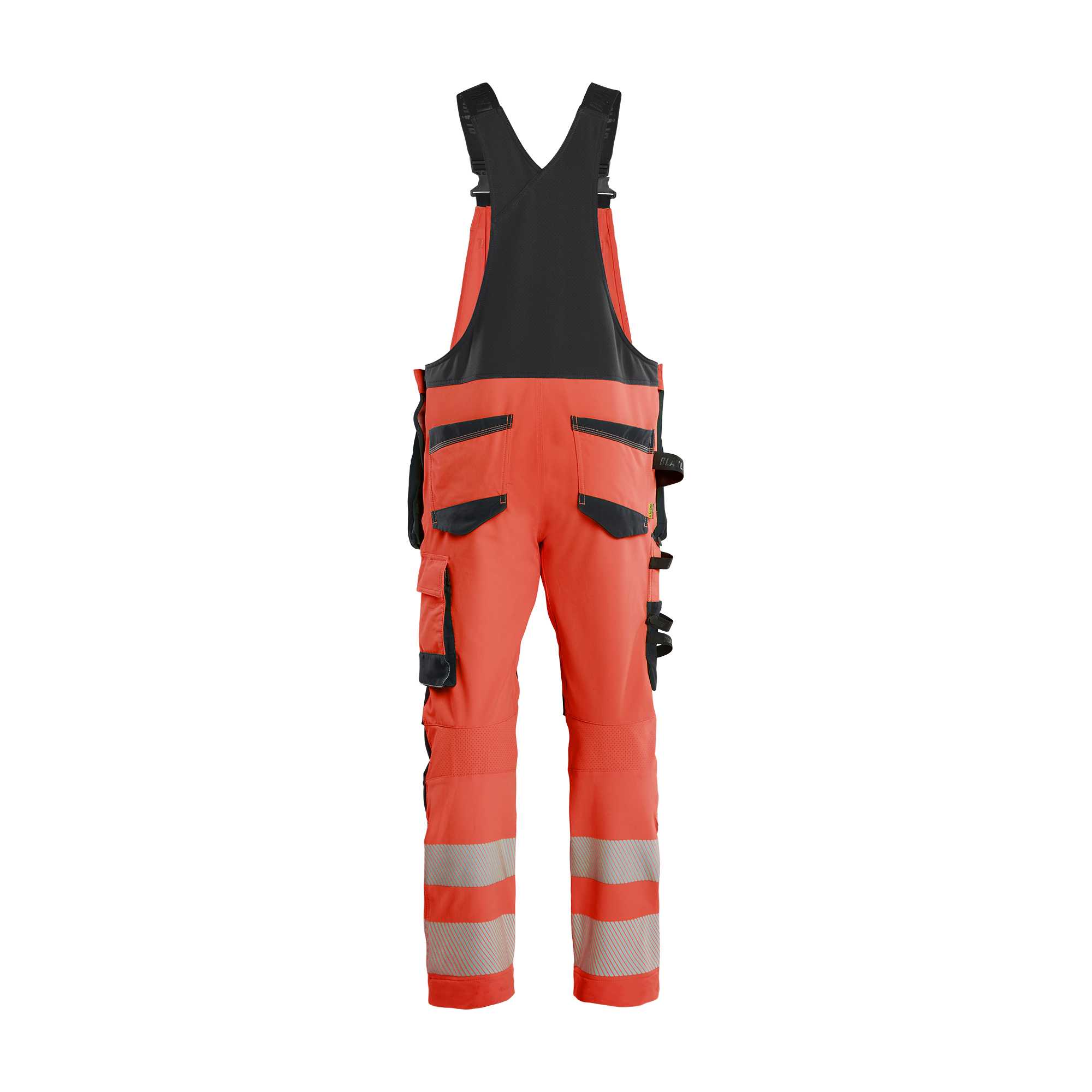 BLAKLADER 26261648 Hi Vis bib overalls 4 way stretch Hi Vis Reflective Work Bib Trousers Men - double weave