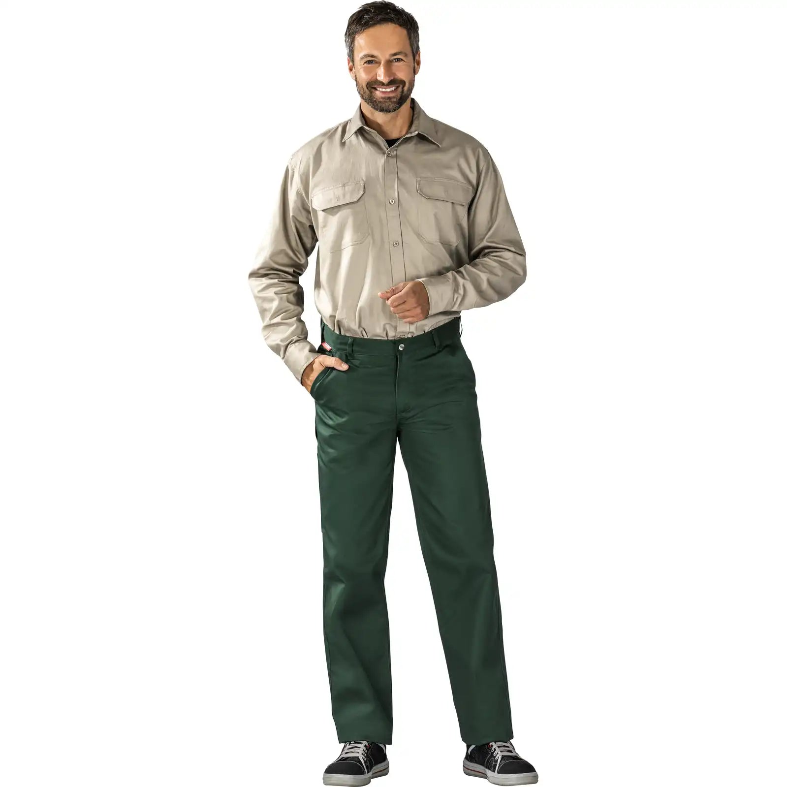 Planam MG 260 Bundhose mittelgrün 102 mittelgrün - Produktbild mit Model