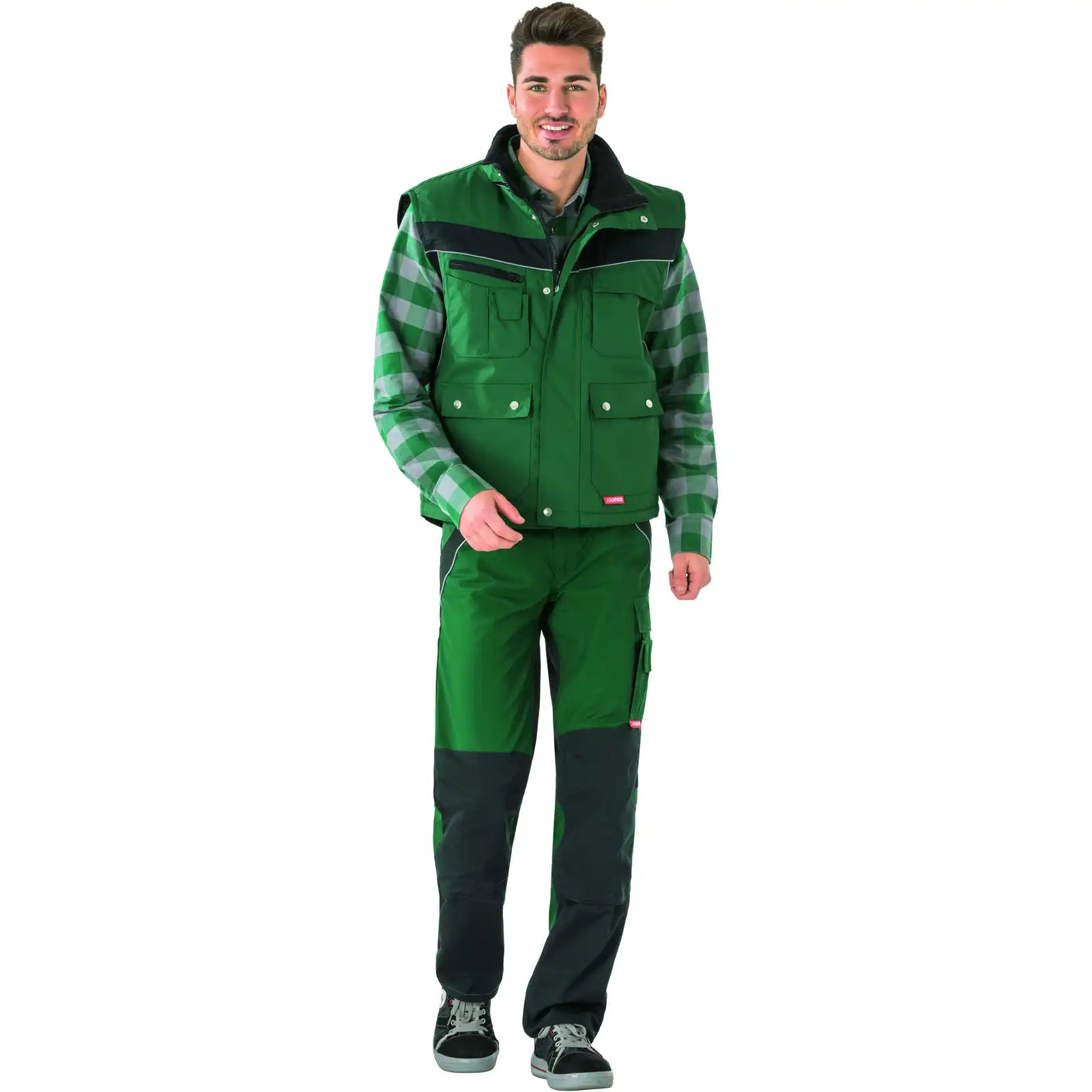 Planam Plaline Winterweste grün/schwarz XS grün/schwarz - Produktbild mit Model