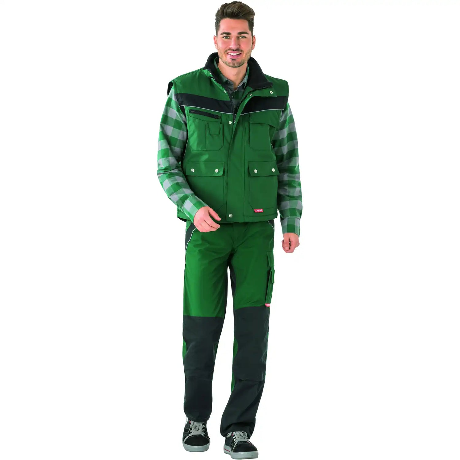 Planam Plaline Winterweste grün/schwarz XS grün/schwarz - Produktbild mit Model
