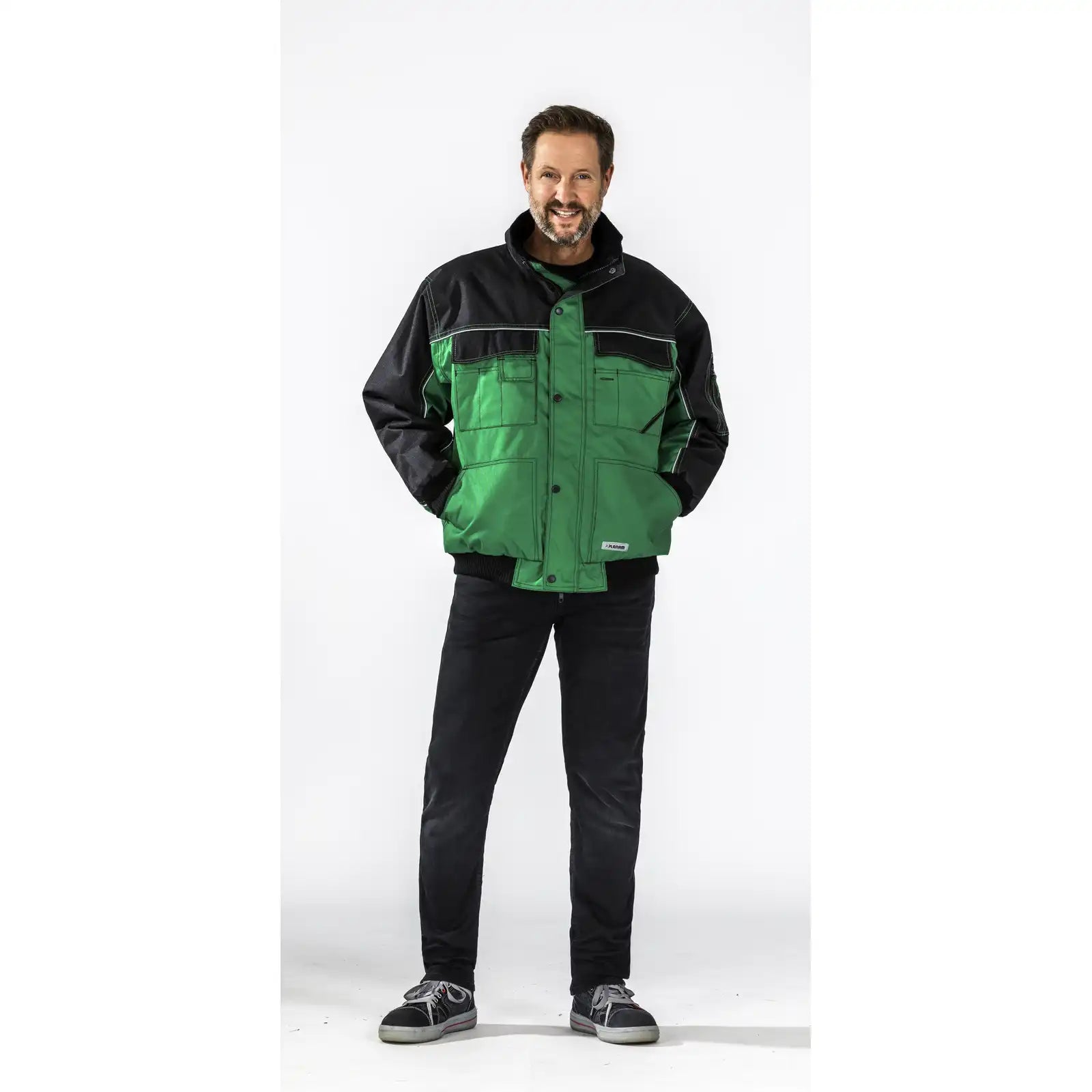 Planam Outdoor Dust Blouson farngrün/schwarz L farngrün/schwarz - Produktbild mit Model