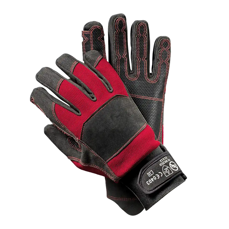 CHAINSAW PROTECTION GLOVES - Class 1 - Non-Slip Rubber Palm - Velcro Cuff