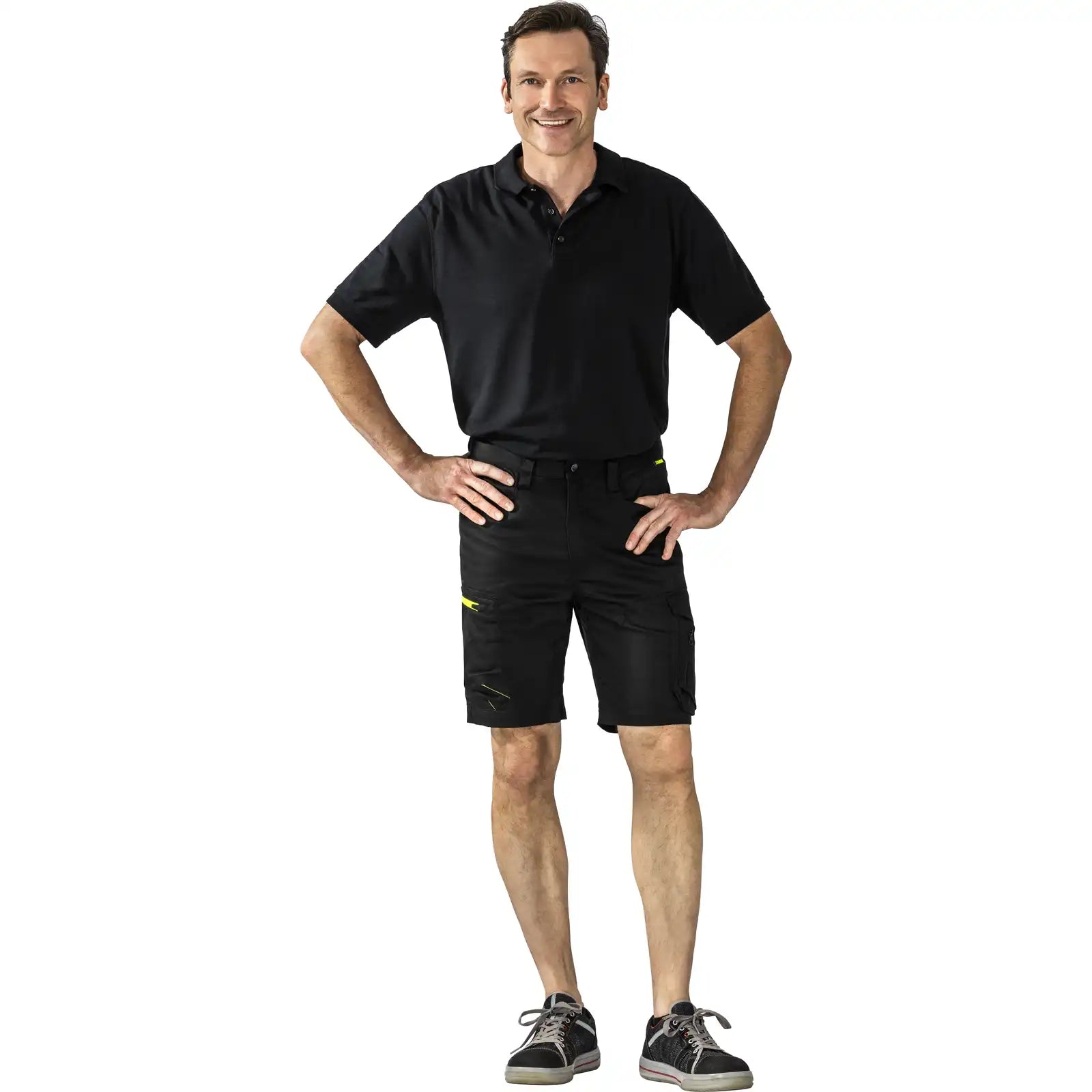 Planam PLANAM Stretchline Shorts schwarz XS schwarz - Produktbild mit Model