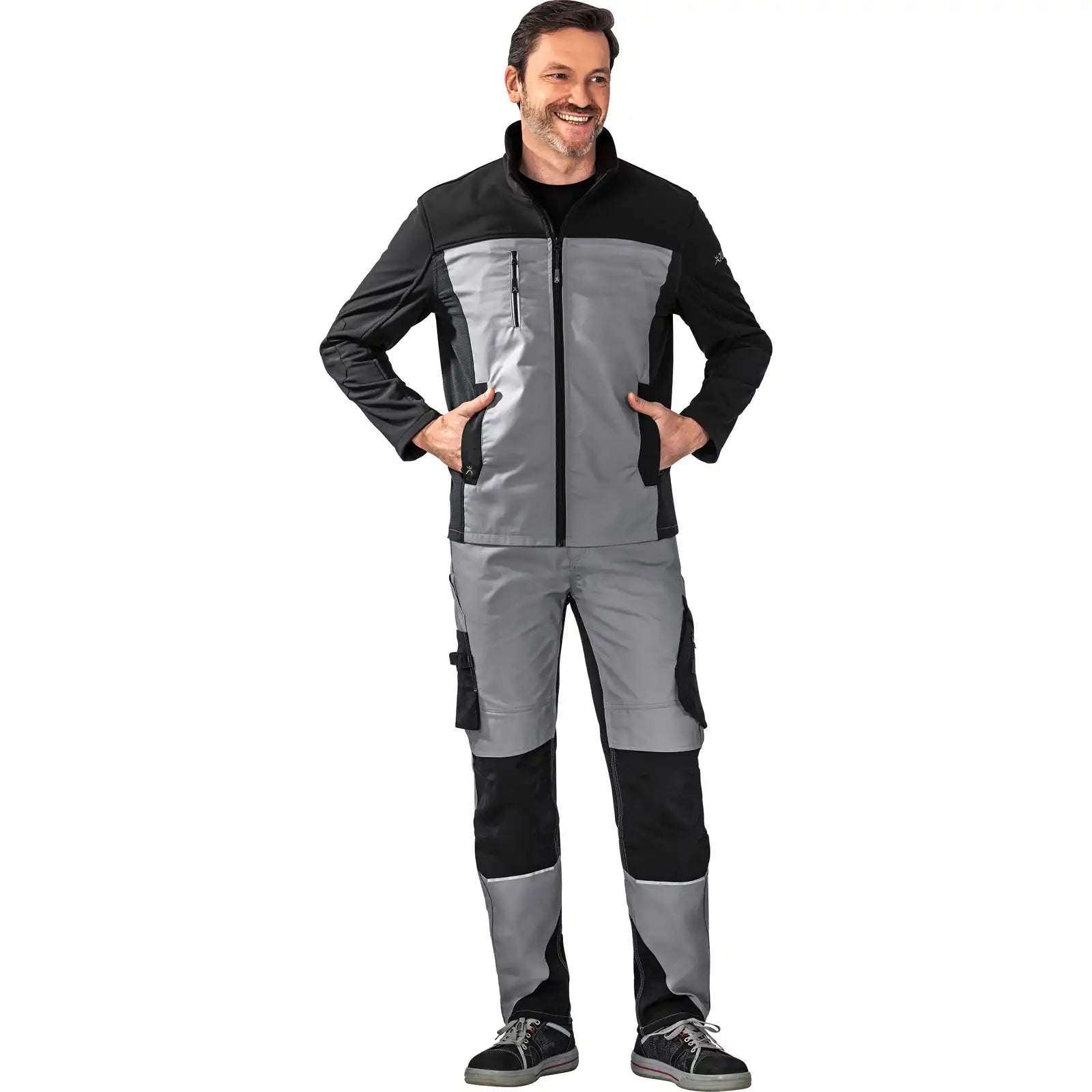 Planam Norit Herren Hybridjacke zink/schwarz 102 zink/schwarz - Produktbild mit Model