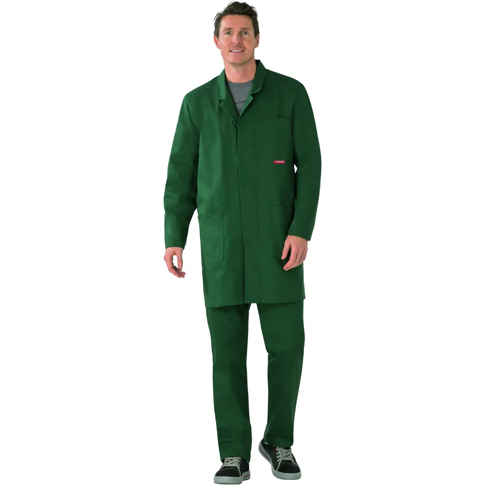 Planam BW 290 Berufsmantel mittelgrün 102 mittelgrün - Produktbild mit Model