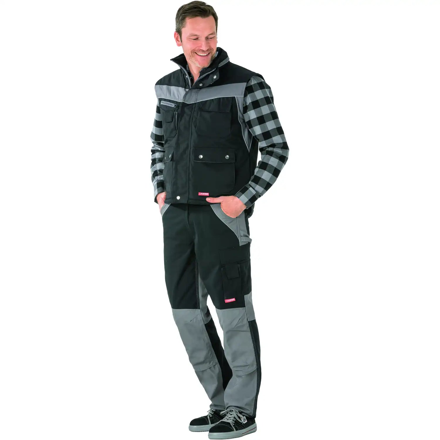 Planam Plaline Winterweste schwarz/zink XS schwarz/zink - Produktbild mit Model