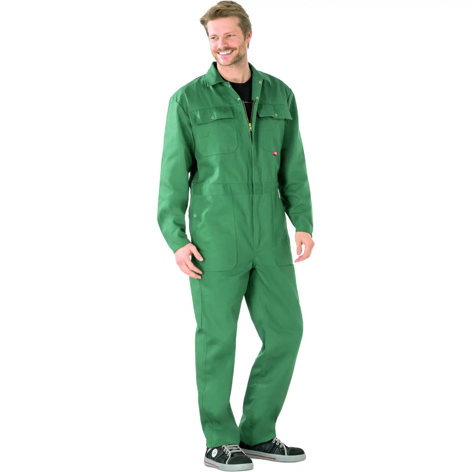 Planam BW 290 Rallyekombi mit verdecktem Reißverschluss mittelgrün 102 mittelgrün - Produktbild mit Model