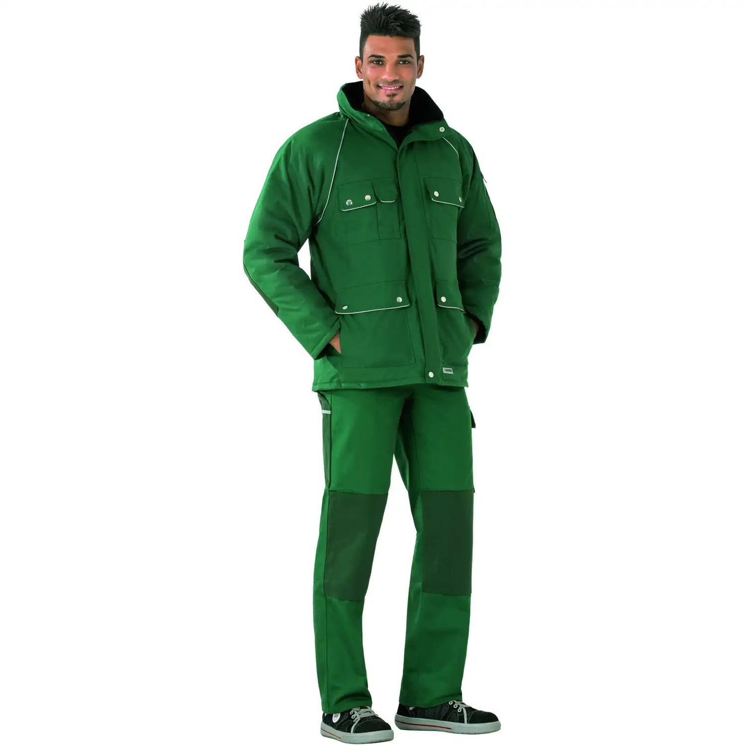 Planam Canvas 320 Winterparka grün/grün S grün/grün - Produktbild mit Model