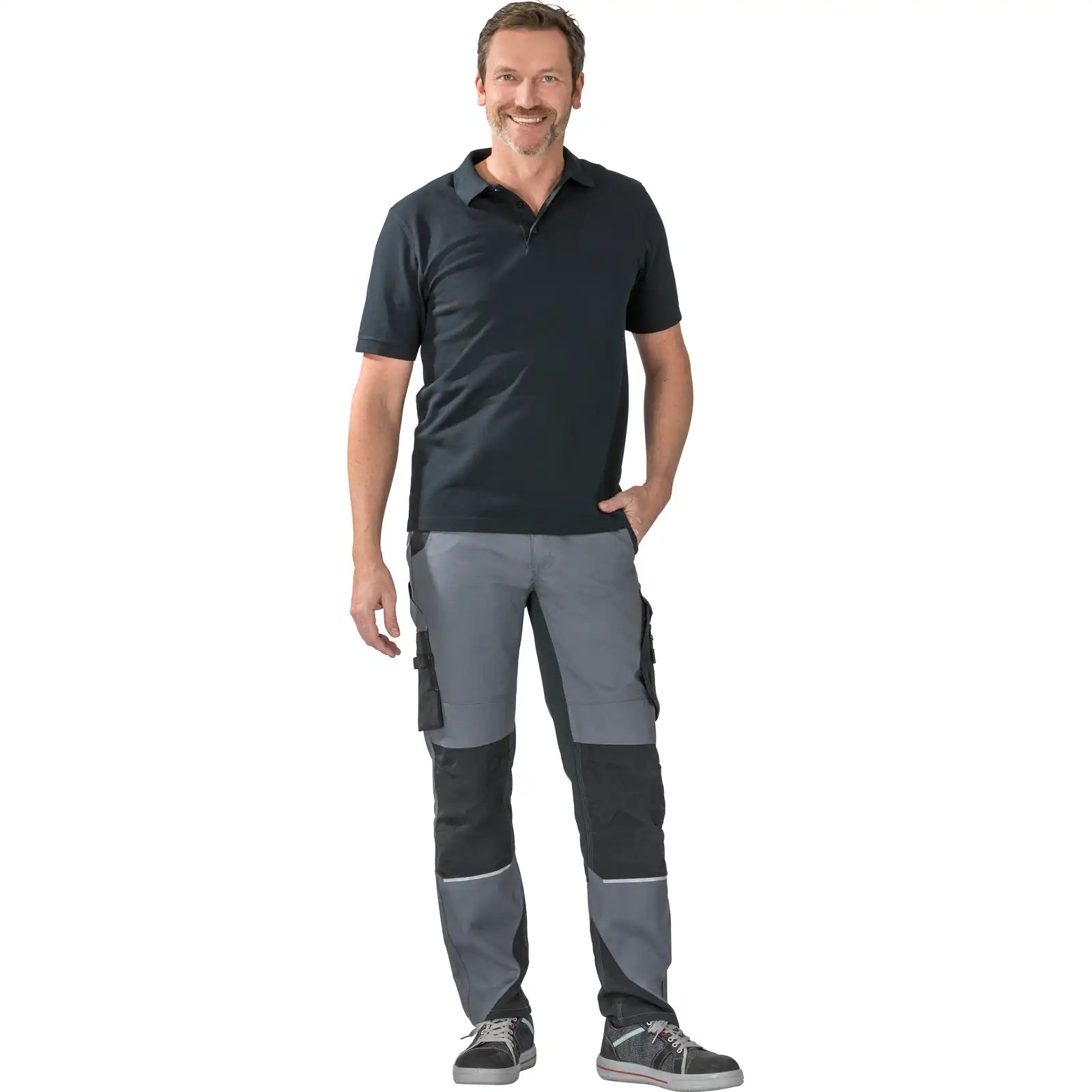 Planam Norit Herren Bundhose schiefer/schwarz 102 schiefer/schwarz - Produktbild mit Model