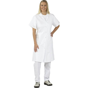 Planam Damen Mantel Baumwolle 1/4-Arm reinweiß 36 reinweiß - Produktbild mit Model