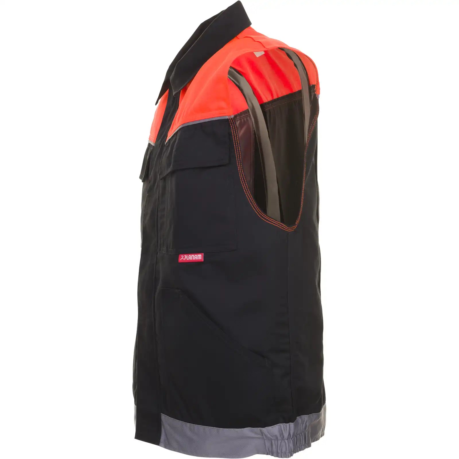 Planam Visline Weste schwarz/orange/zink XS schwarz/orange/zink - Produktbild ohne Model
