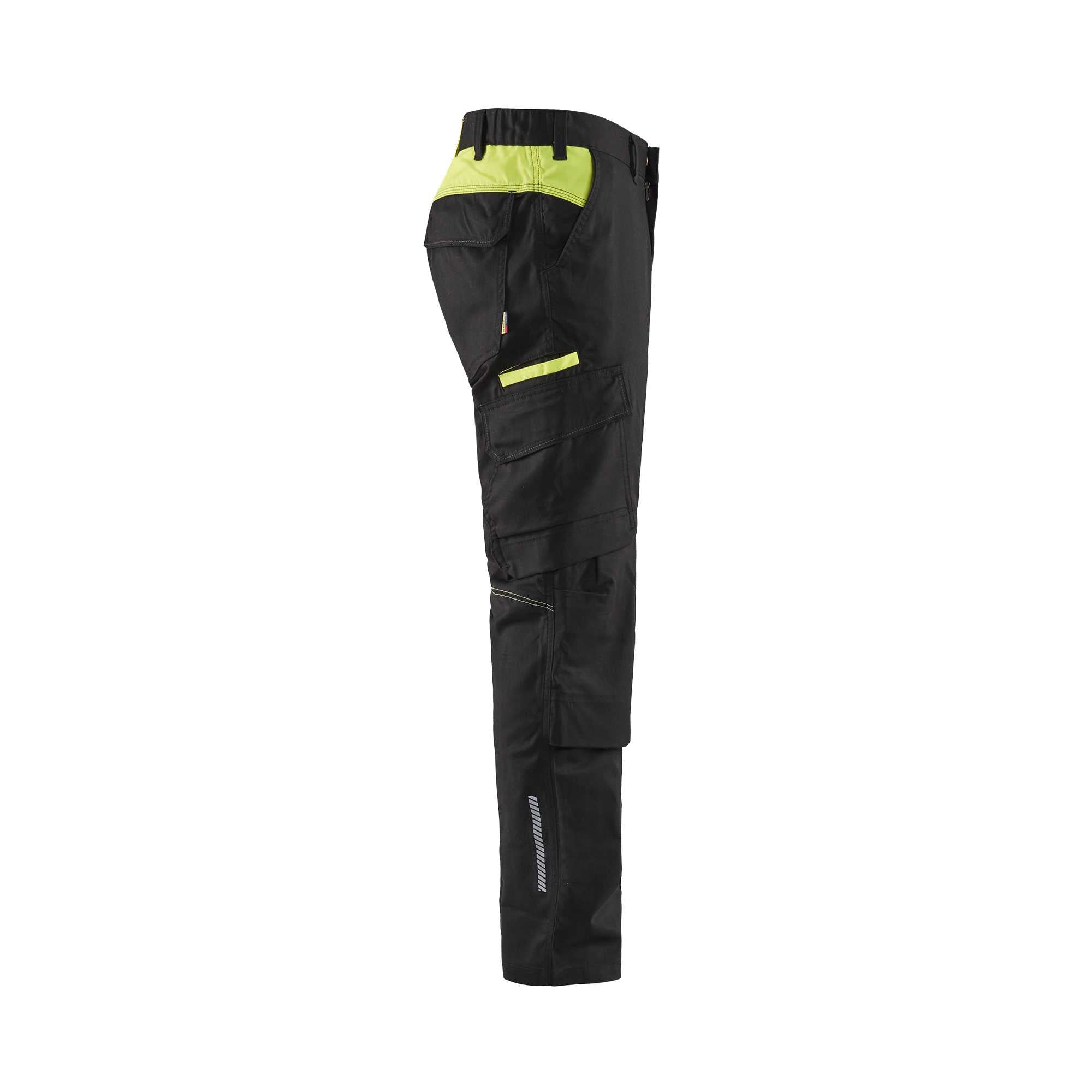 BLAKLADER 14481832 | Industry trousers stretch with knee pad pockets Hi Vis Reflective Work Trousers Men - twill fabric