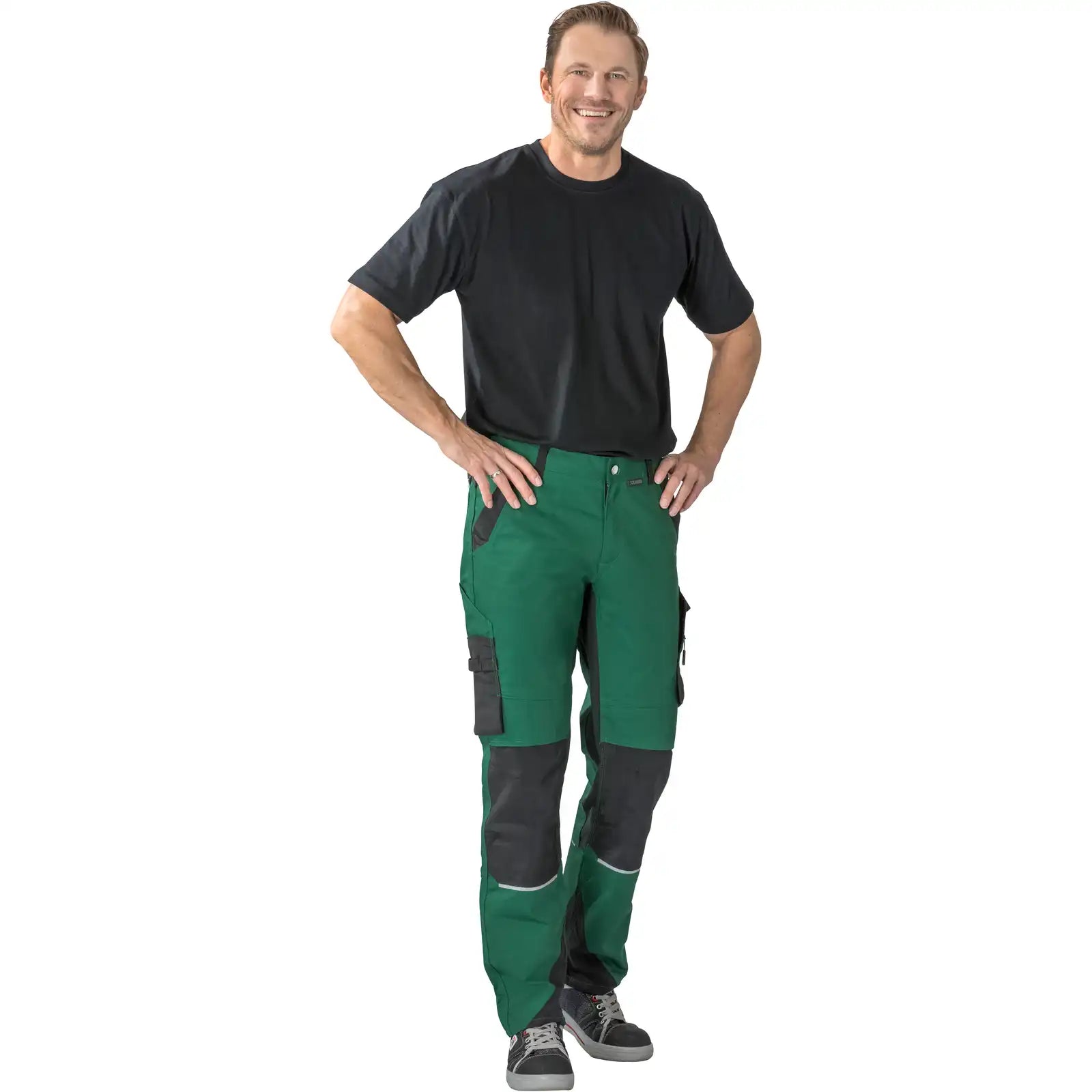 Planam Norit Herren Bundhose grün/schwarz 102 grün/schwarz - Produktbild mit Model