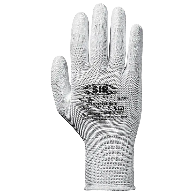 SIR SAFETY SPANDEX GRIP Work Gloves - Polyurethane Coated - 12 Pairs