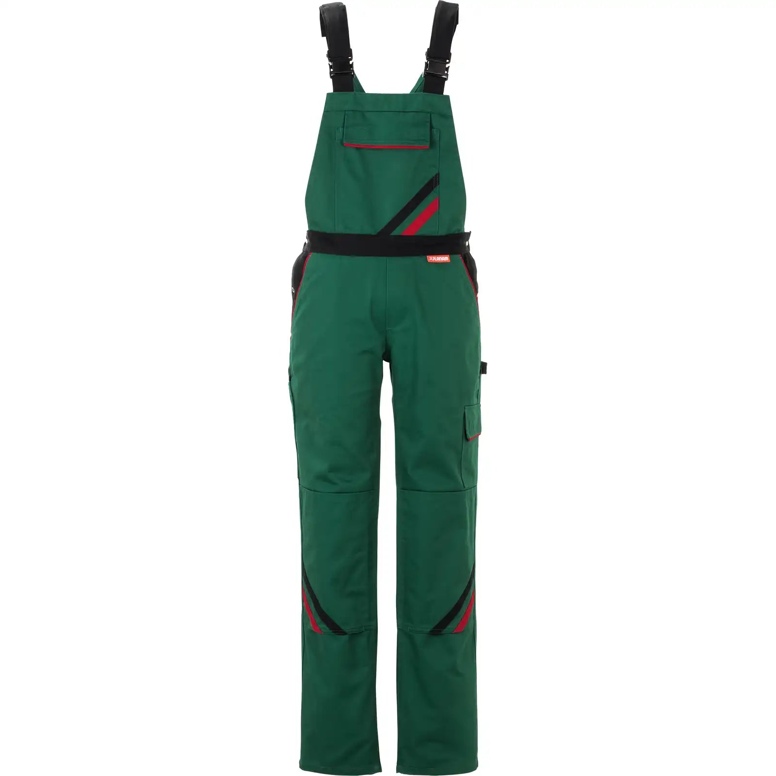 Planam Highline Damen Latzhose grün/schwarz/rot 34 grün/schwarz/rot - Vorschaubild