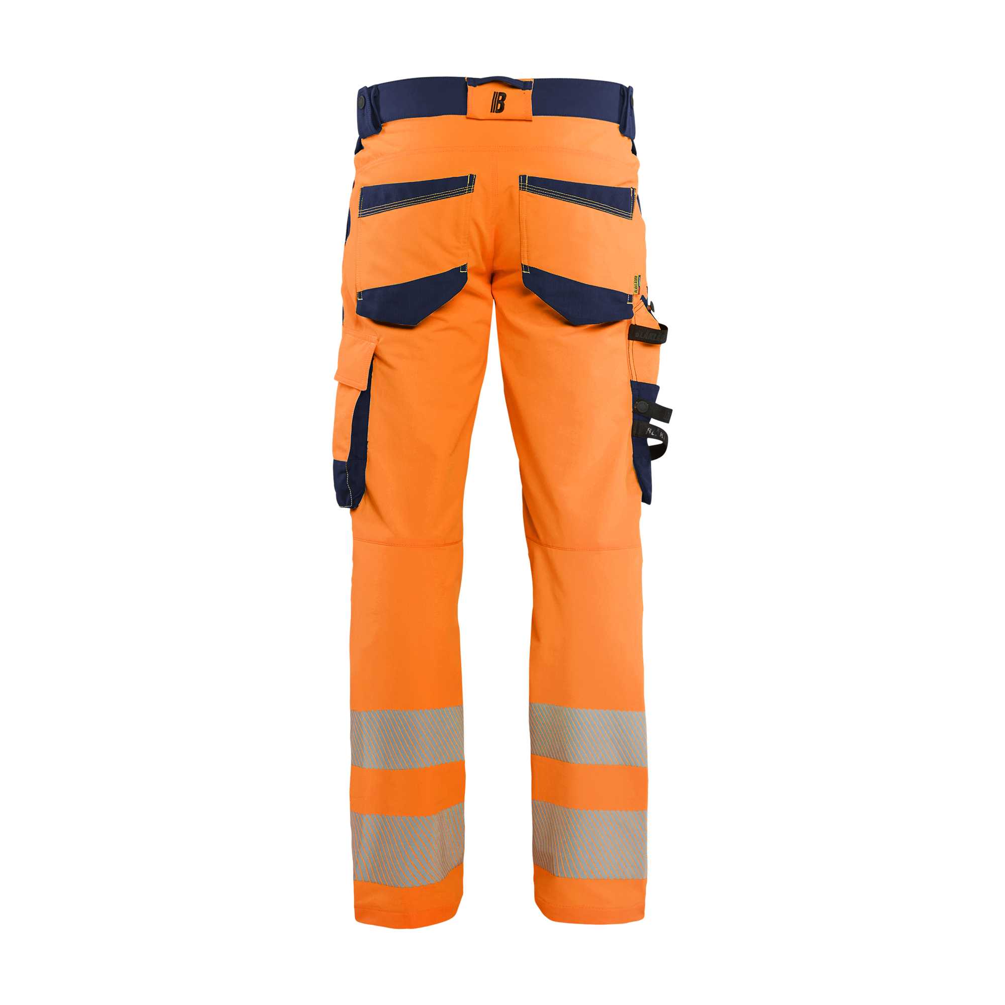BLAKLADER 11241648 Hi Vis Trousers 4 Way Stretch Hi Vis Reflective Work Trousers Men - double weave