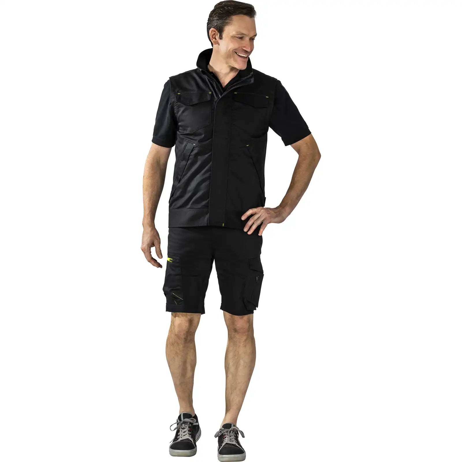 Planam PLANAM Stretchline Weste schwarz XS schwarz - Produktbild mit Model