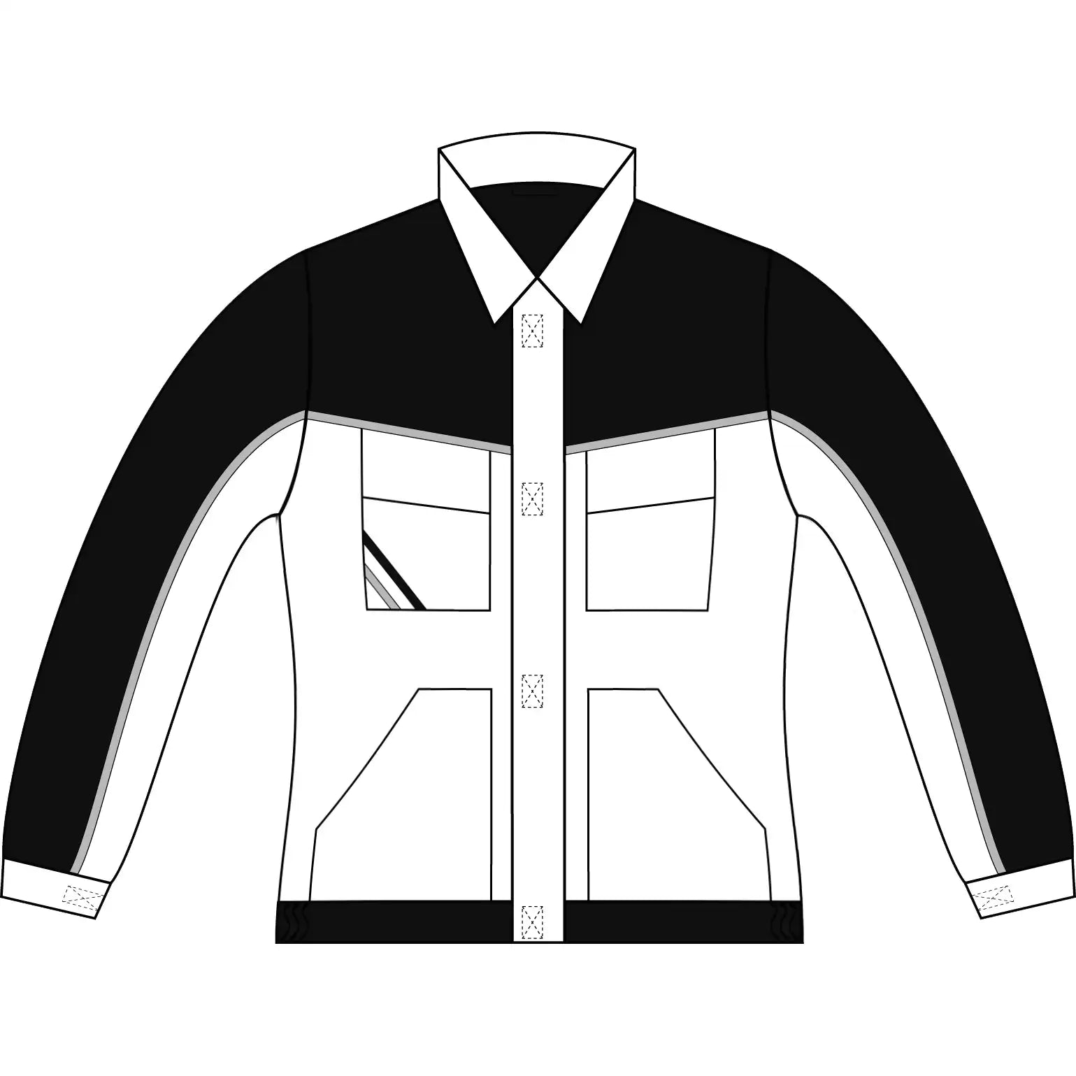 Planam Highline Damen Bundjacke schwarz/schiefer/zink 34 schwarz/schiefer/zink - Produktskizzen