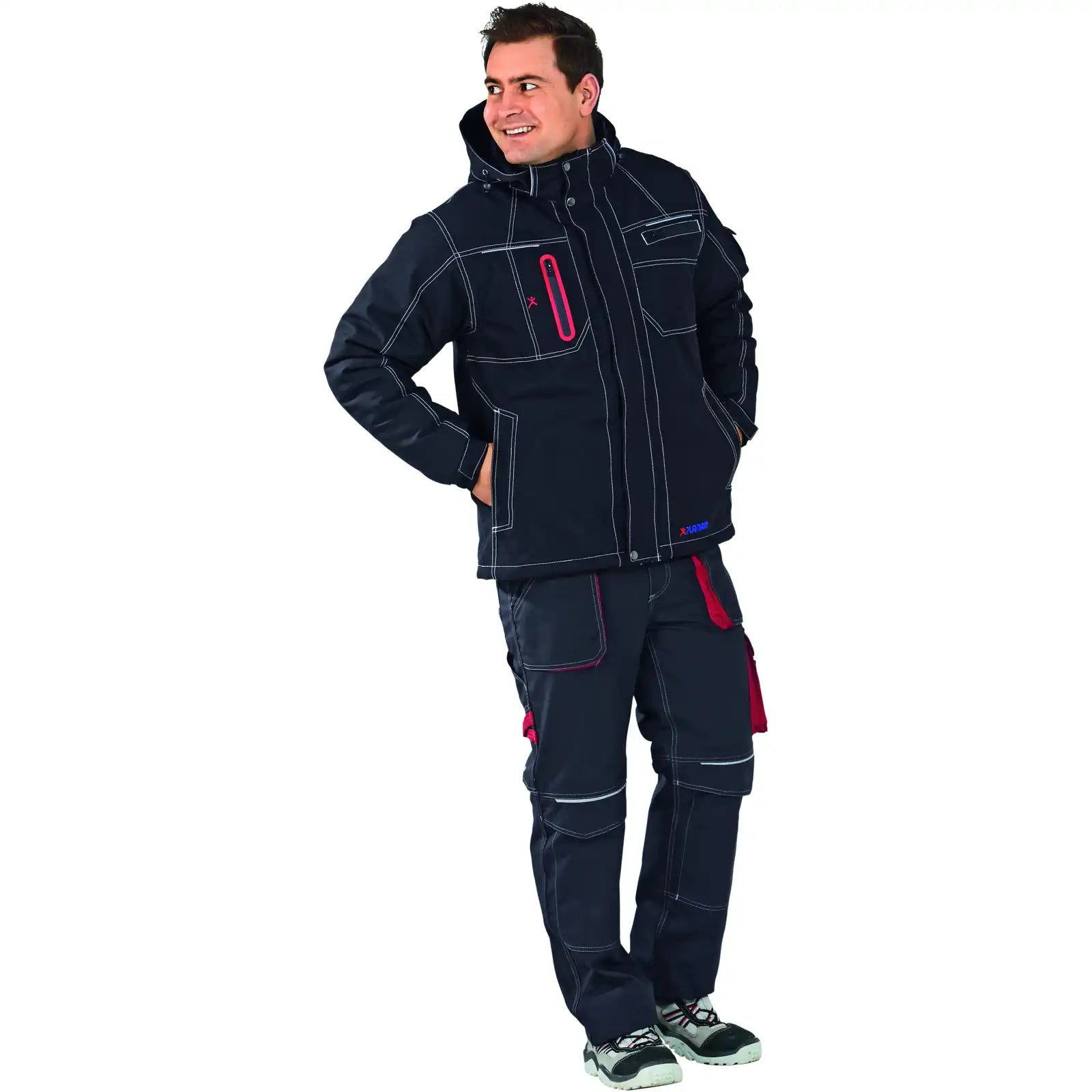 Planam Outdoor Basalt Outdoorjacke schwarz L schwarz - Produktbild mit Model