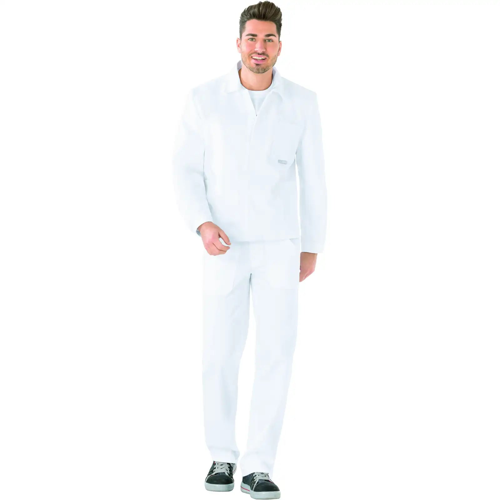 Planam BW 290 Arbeitsjacke reinweiß 102 reinweiß - Produktbild mit Model