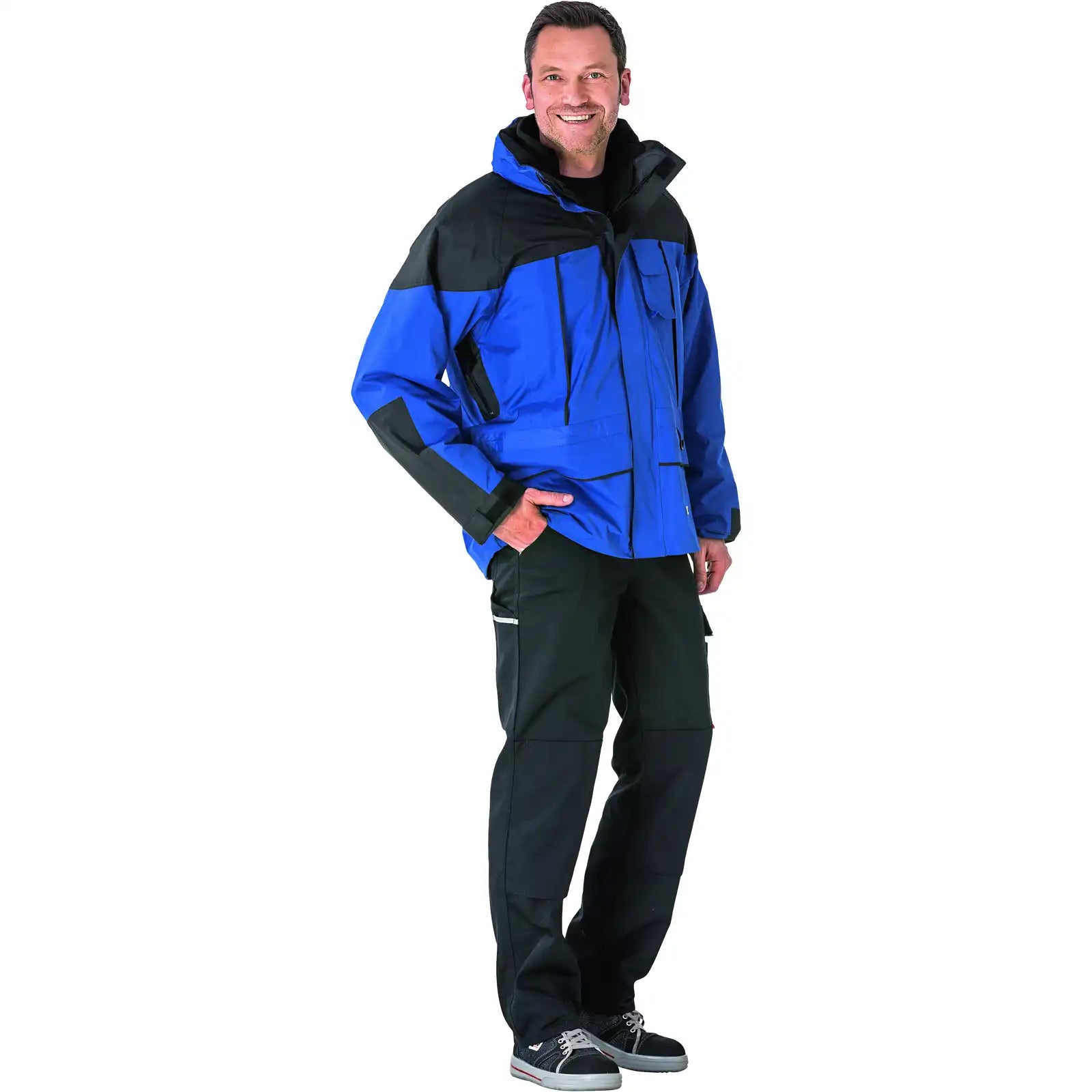 Planam Outdoor Twister Jacke blau/schwarz L blau/schwarz - Produktbild mit Model