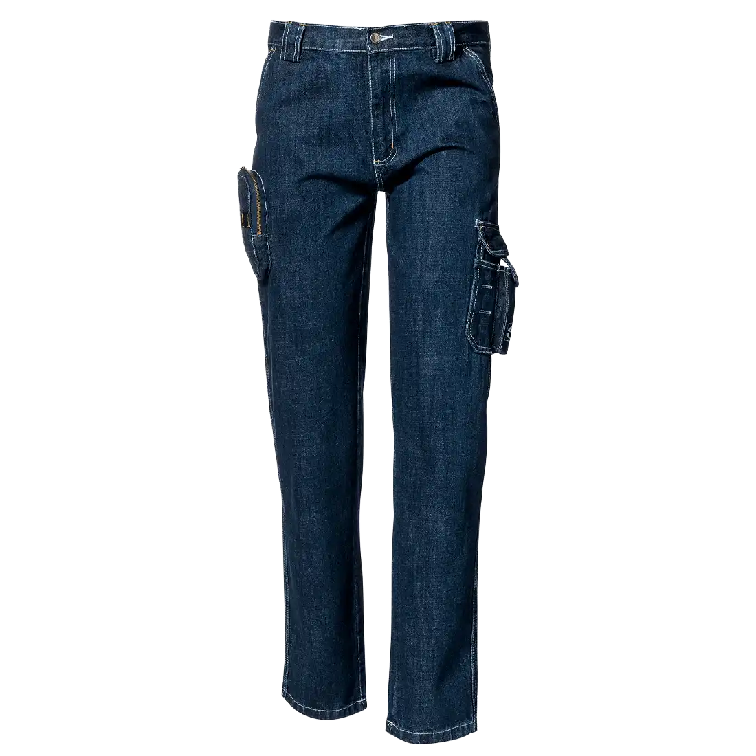 JEANS CARGO WORK TROUSERS - Multi-Functional Utility Pockets, 100% Cotton Denim